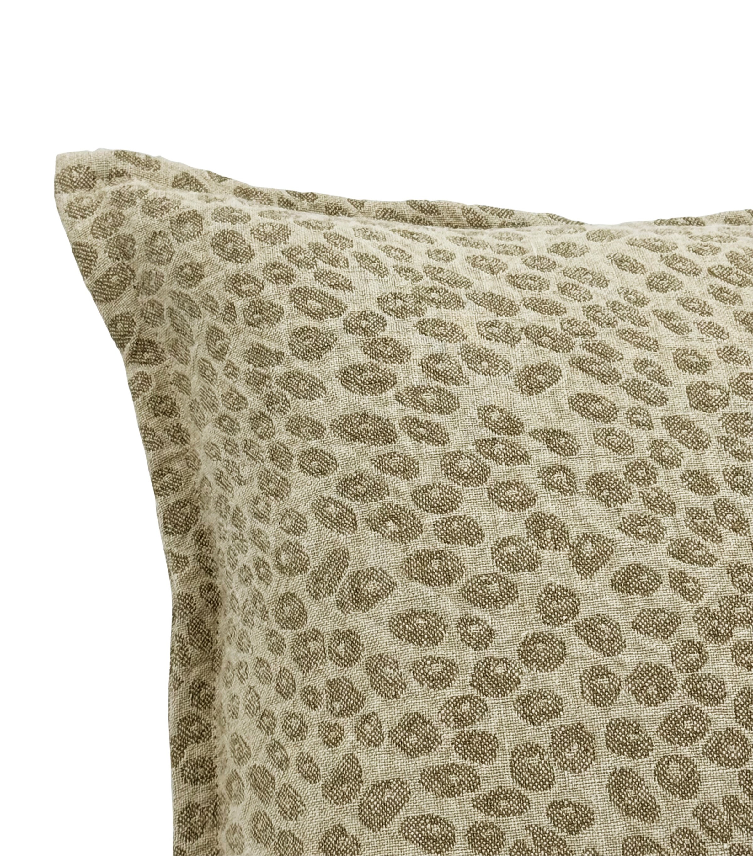 De Le Cuona Linen Leopard Kanoko Cushion (35cm x 60cm) Celadon Image 3