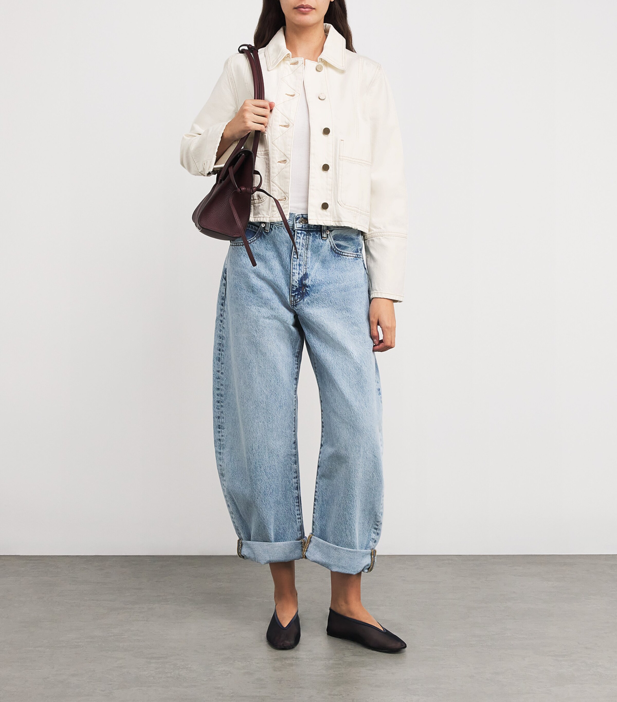 Contrast-Stitch Denim Jacket ECRU Image 2