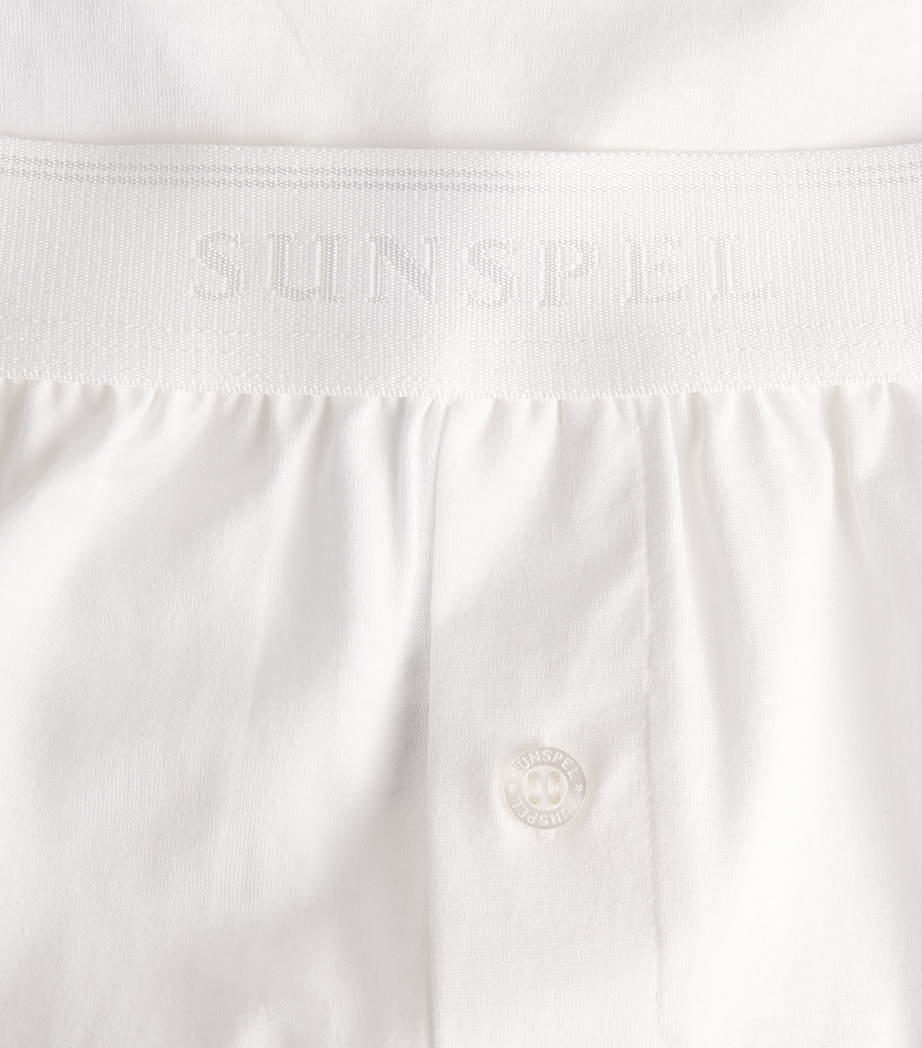 Sunspel Mens Superfine Cotton Boxer Shorts Whaa White Image 5