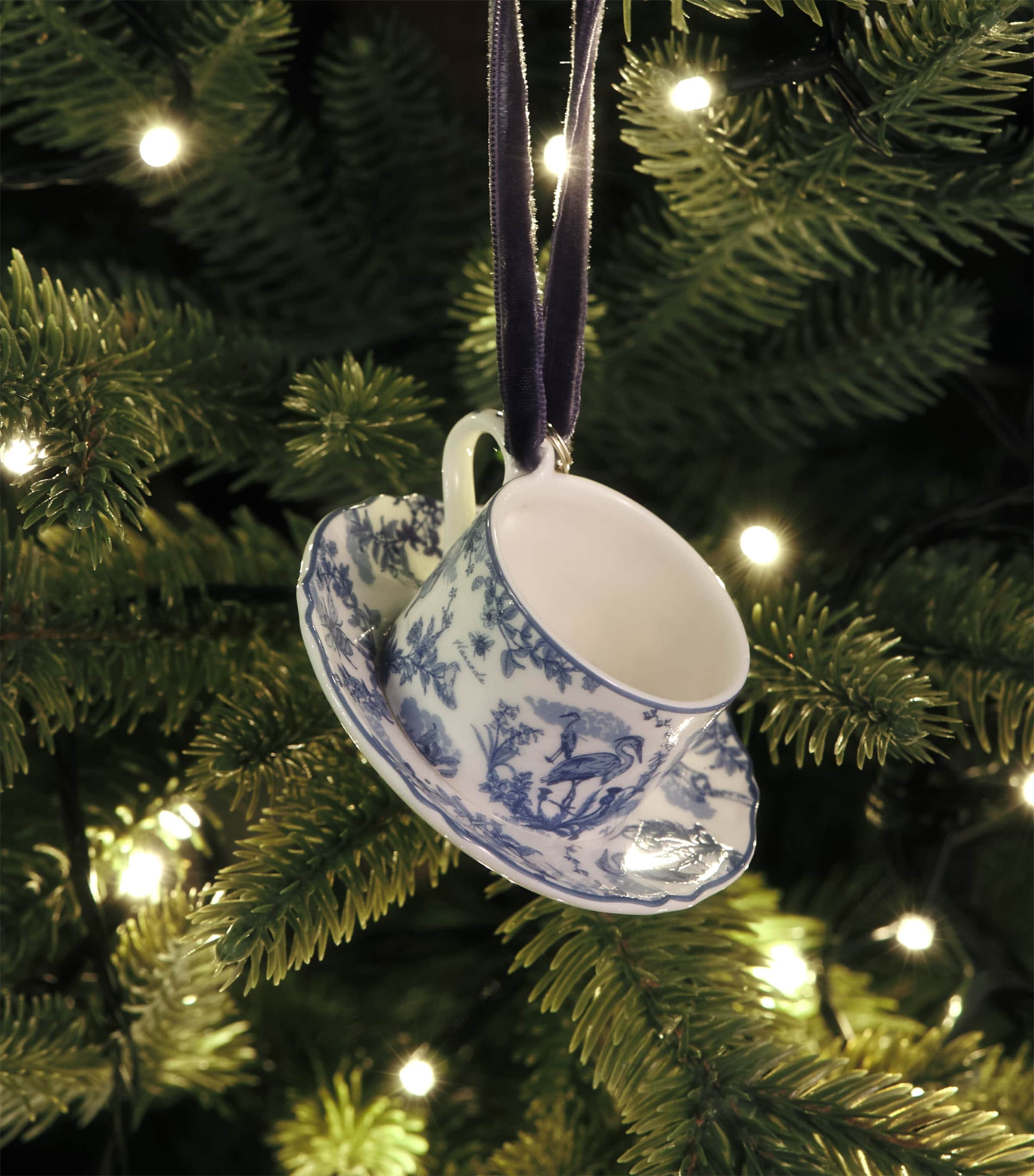 Harrods Fine Bone China Teacup and Saucer Tree Decoration Image 3
