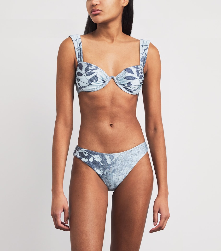 Simkhai Womens Printed Anniston Balconette Bikini Top Sky Floral Image 3