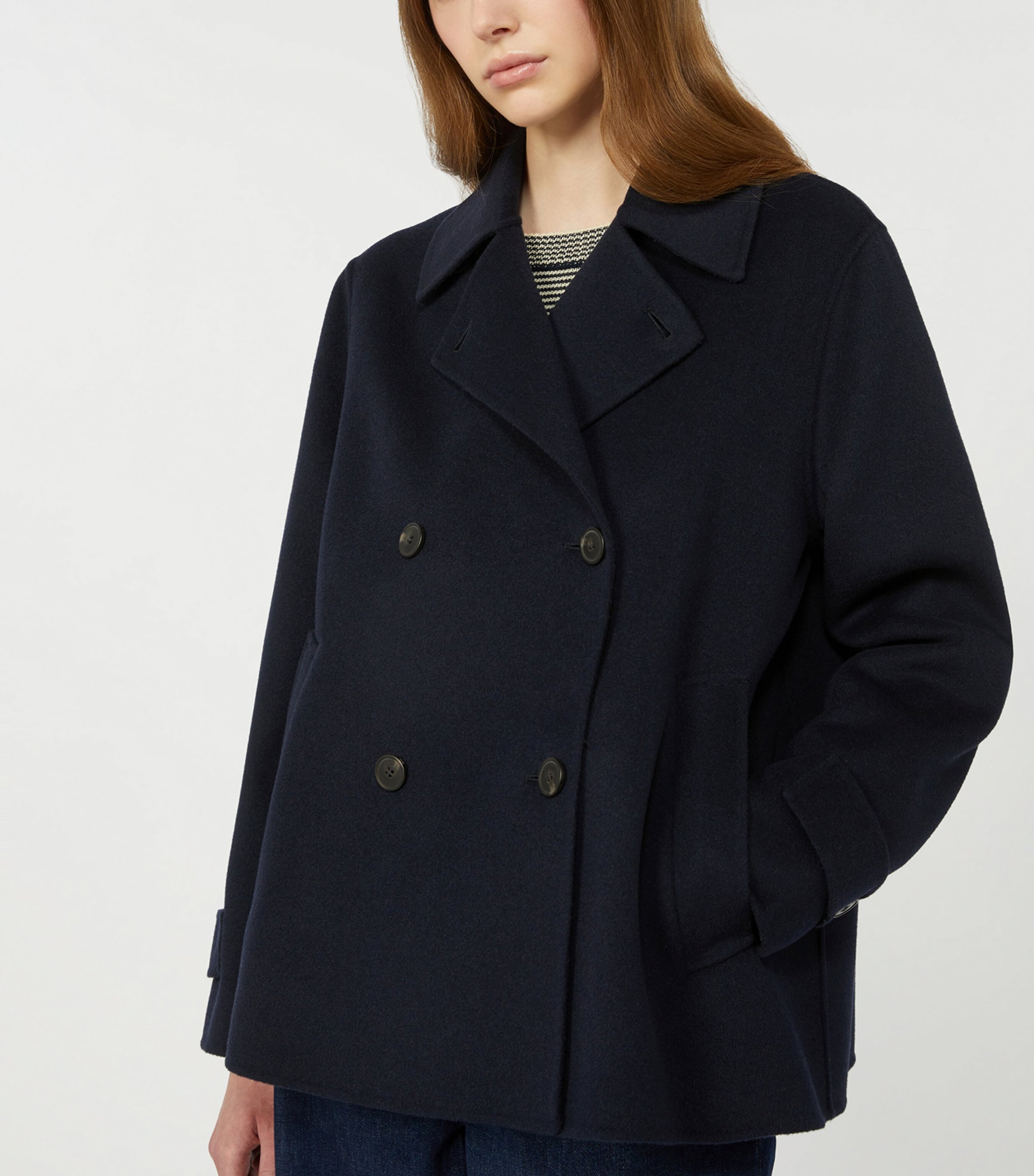 Wool-Blend Double-Breasted Coat NAVY Image 5
