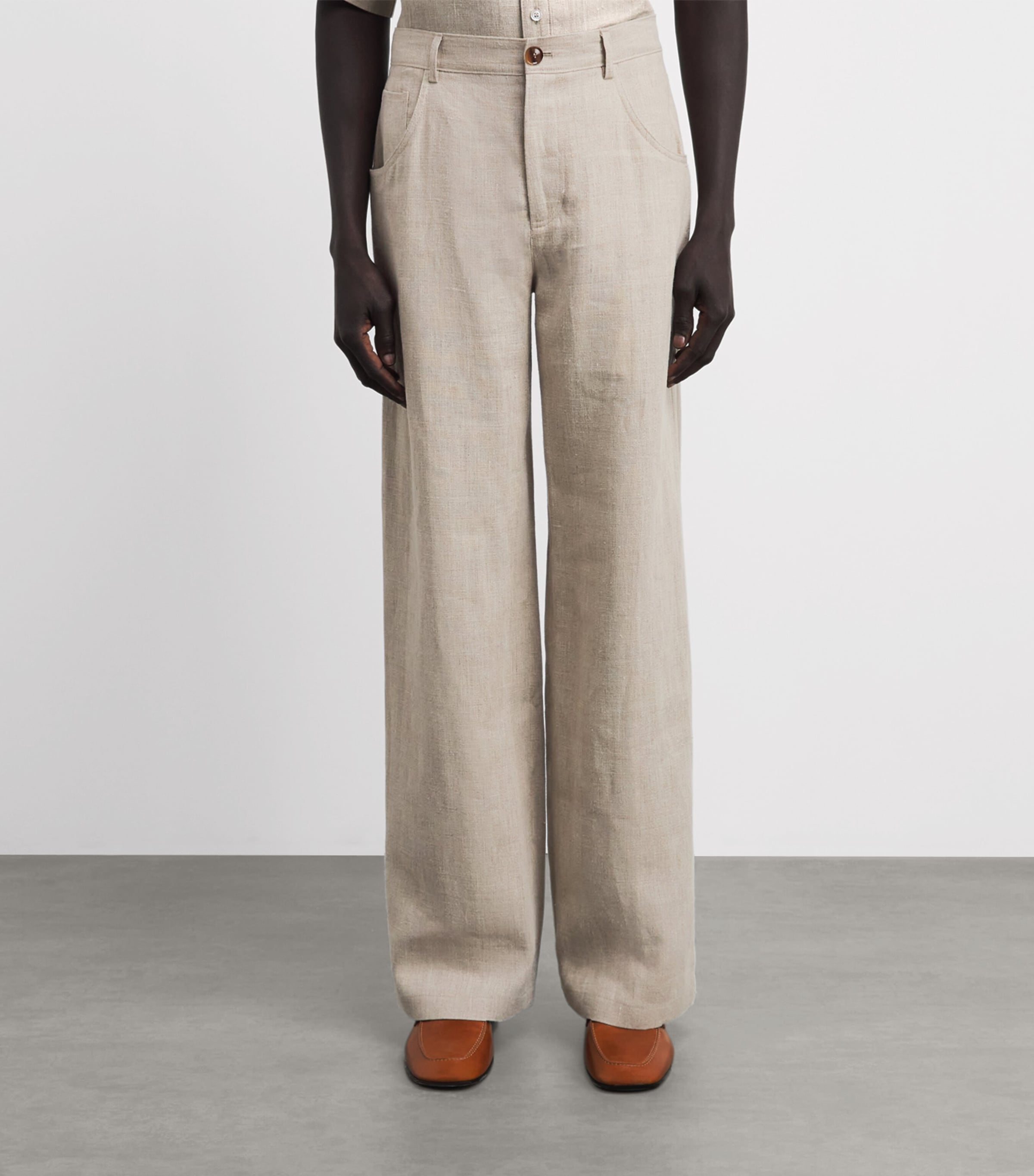 Séfr Beige Linen Arno Tailored Trousers | Harrods UK