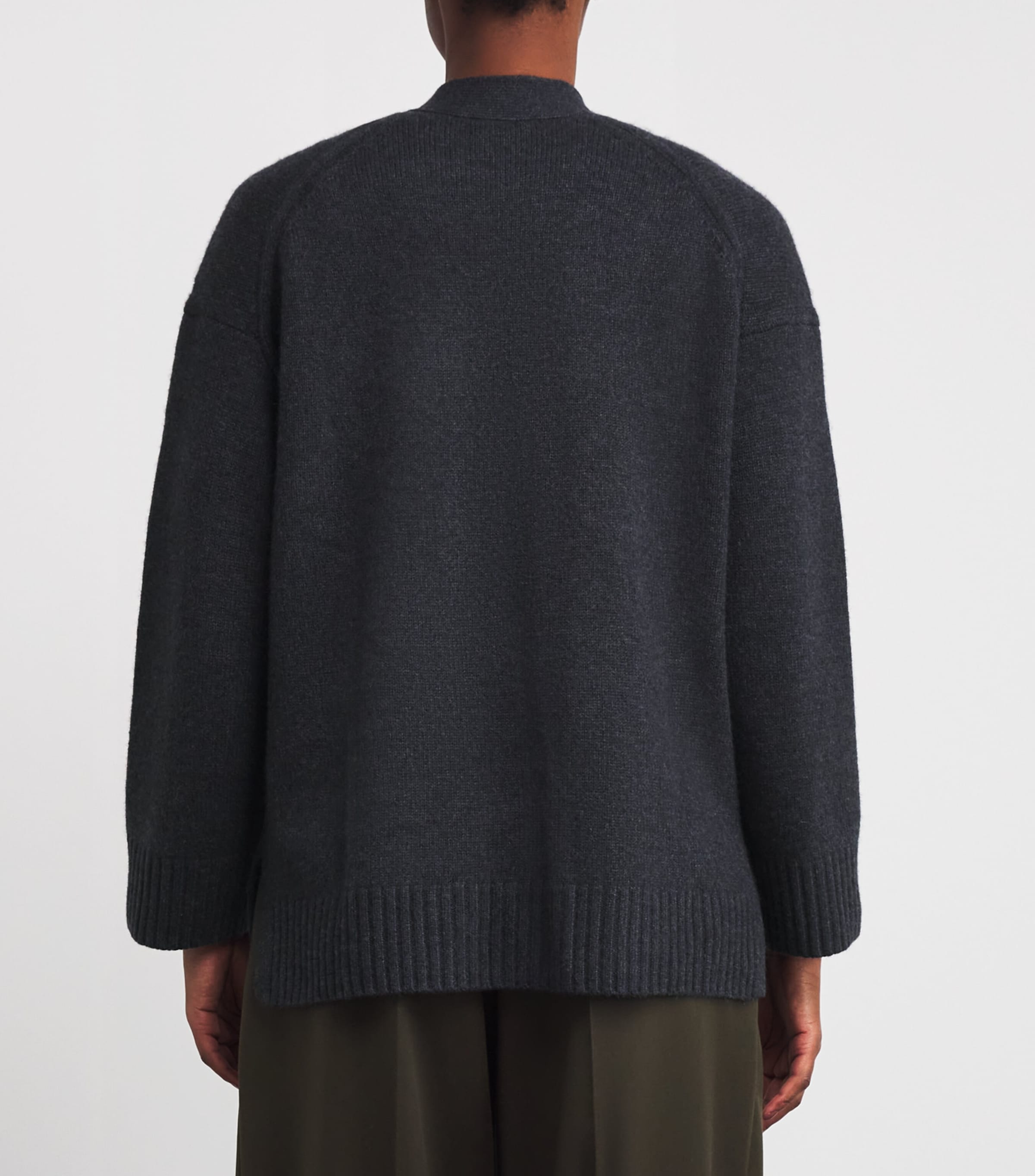 Joseph Womens Luxe Cashmere V-Neck Cardigan Dark Smoke Image 4