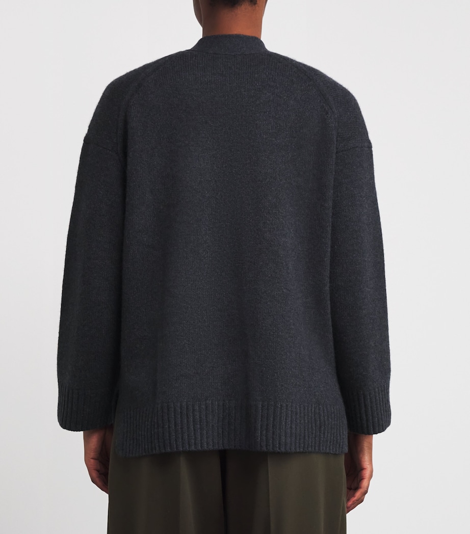 Luxe Cashmere V-Neck Cardigan DARK SMOKE Image 4