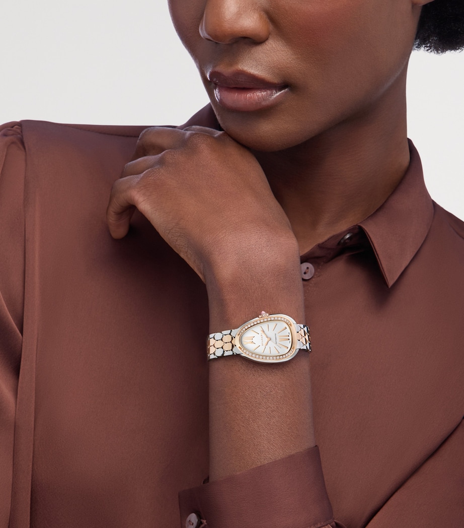 Stainless Steel, Rose Gold and Diamond Serpenti Seduttori Watch 34mm WHITE Image 5