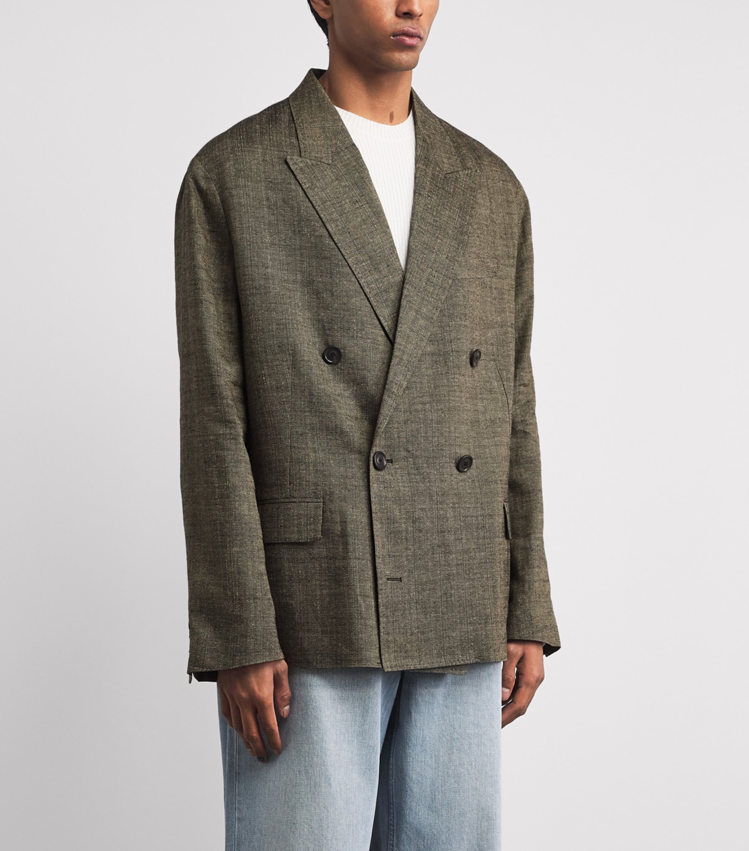 Our Legacy Mens Linen-Silk-Cotton Halt Blazer Deep Husk Image 4