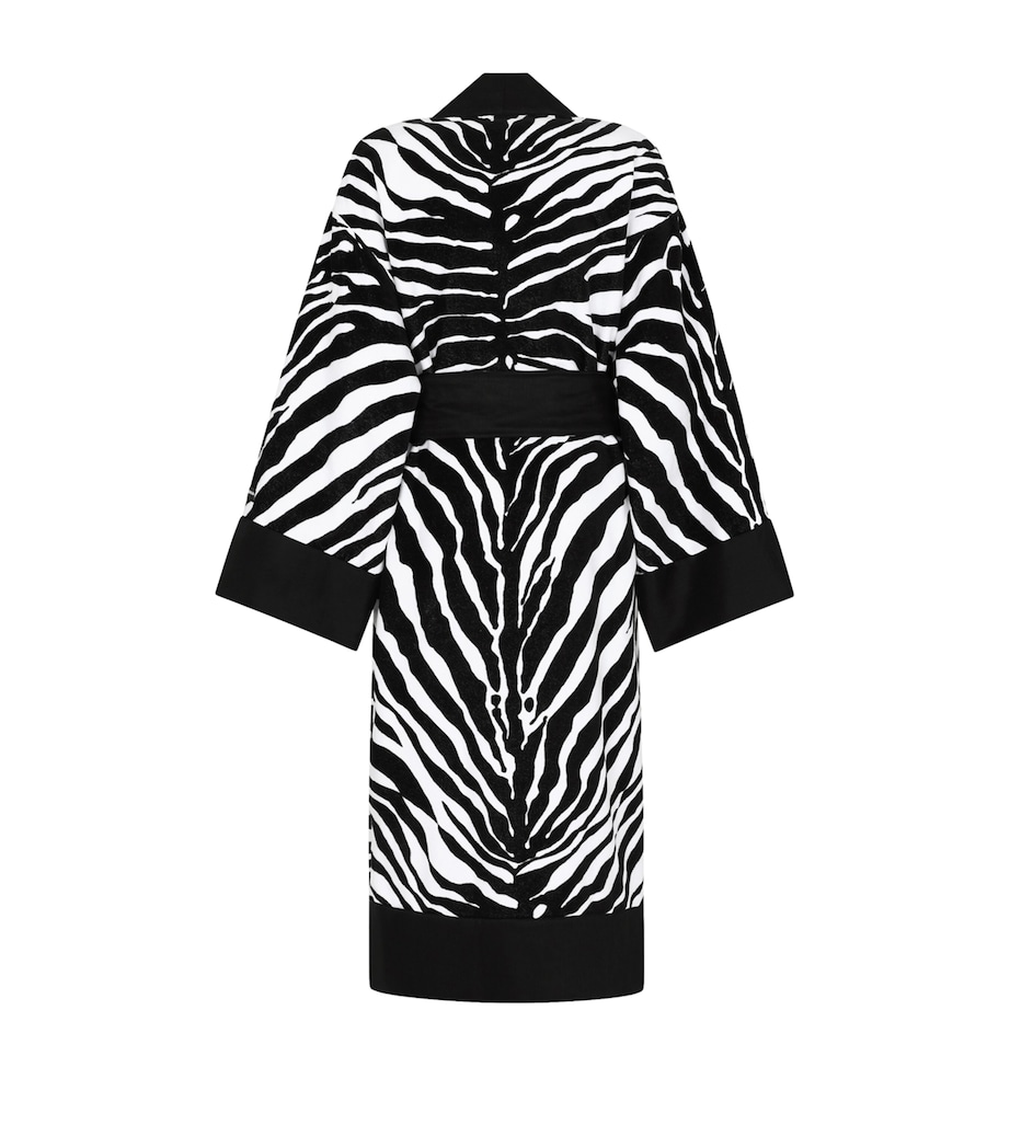 Terry Cotton Zebra Print Robe UZ025 ZEBRA NERO Image 2