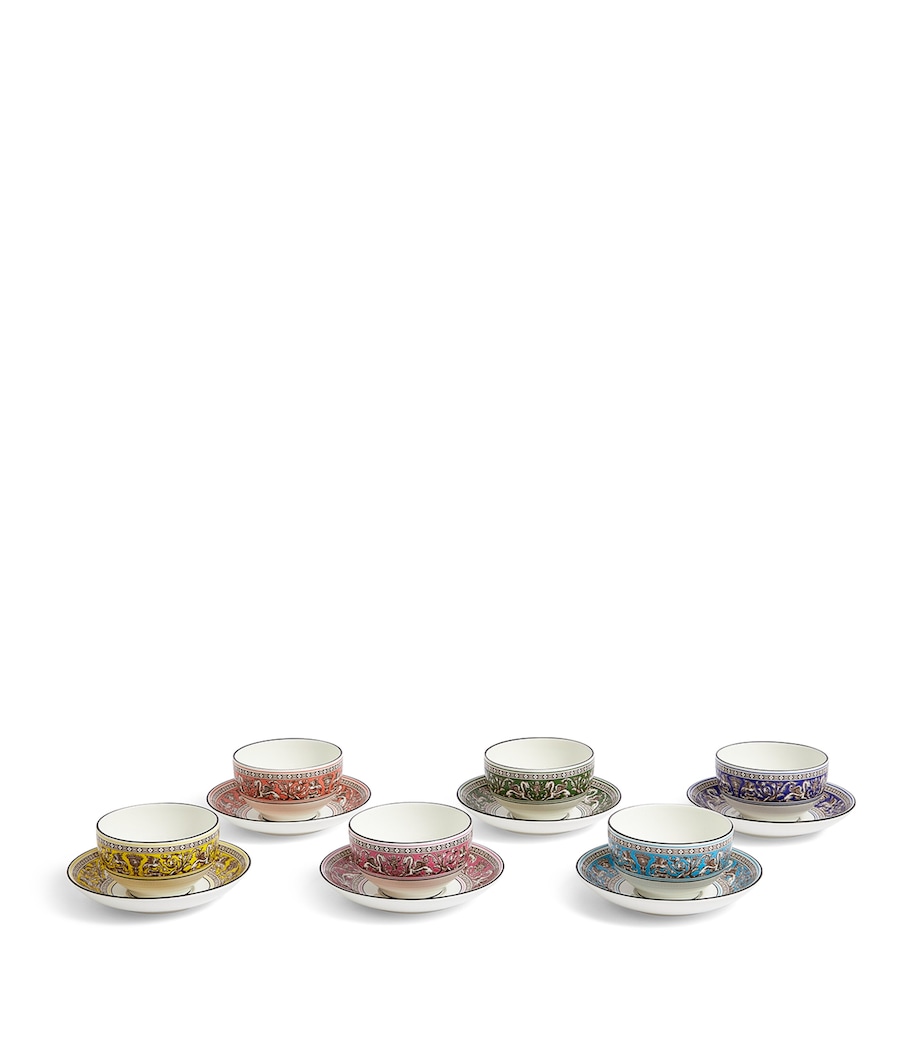 Set of 6 Florentine Tea Bowls and Saucers MULTI Image 2