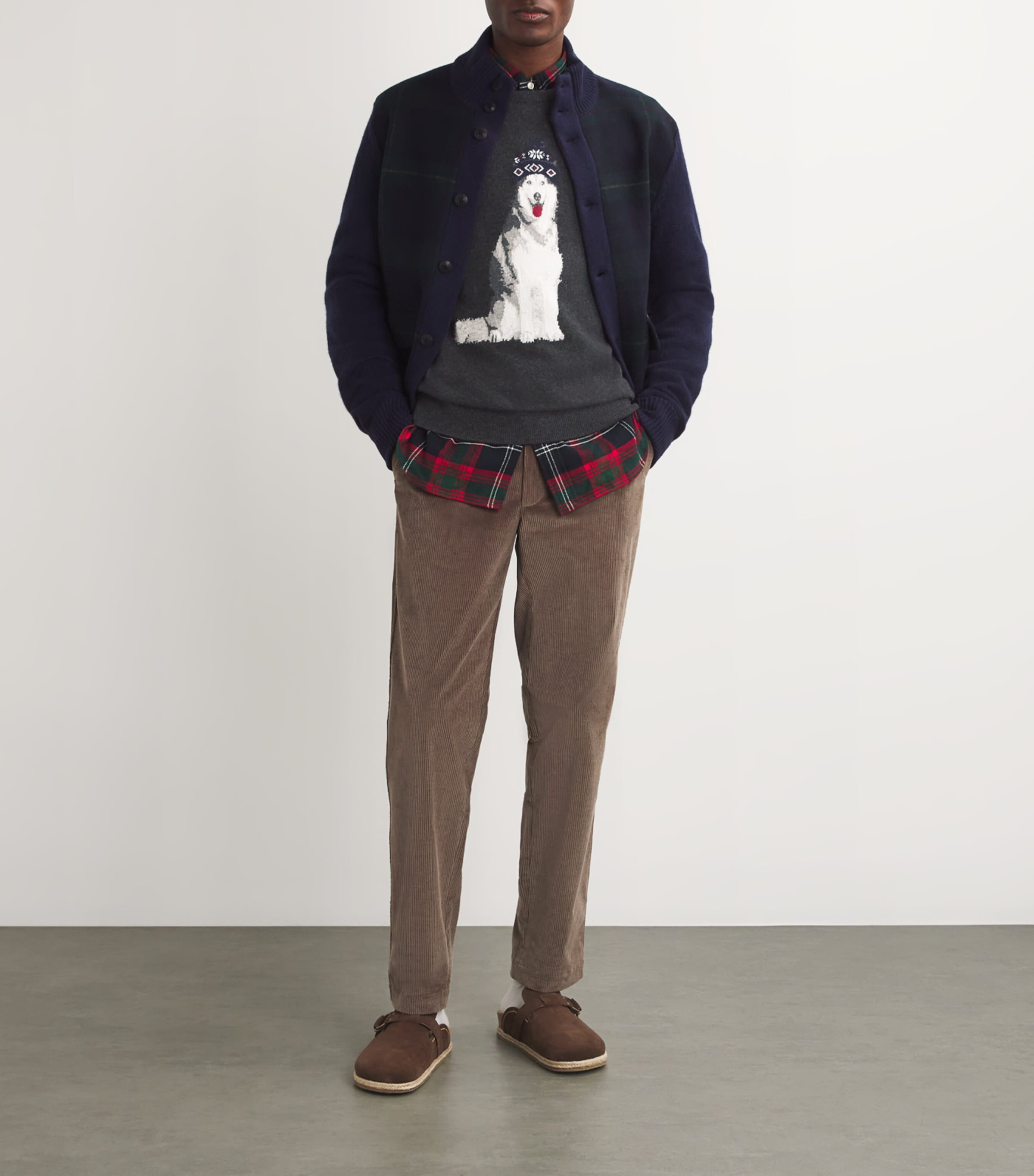 Polo Ralph Lauren Mens Cashmere Dog Sweater Grey Image 1