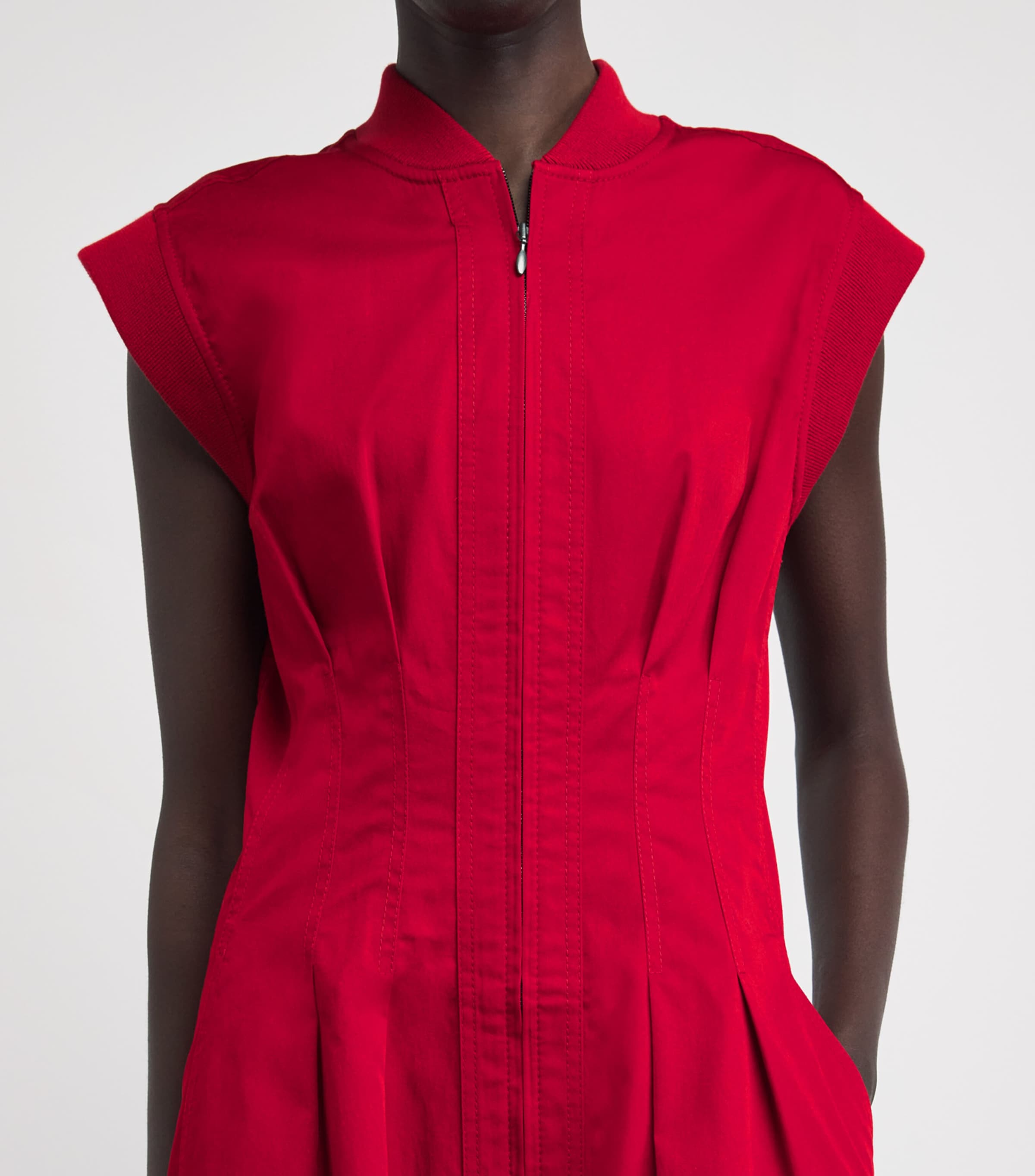 ME+EM Womens Cotton Sporty Midi Dress Deep Carmine Red Image 5