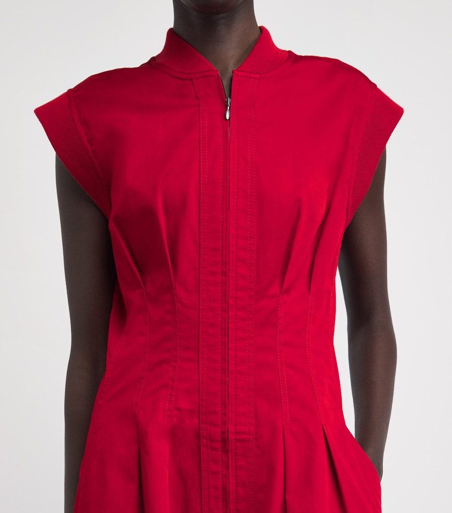 ME+EM Womens Cotton Sporty Midi Dress Deep Carmine Red Image 5