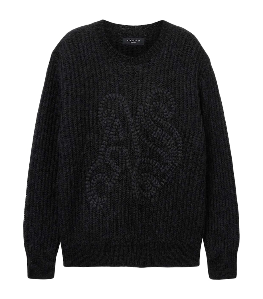 AllSaints Mens Embroidered Chainy Sweater Black Image 1