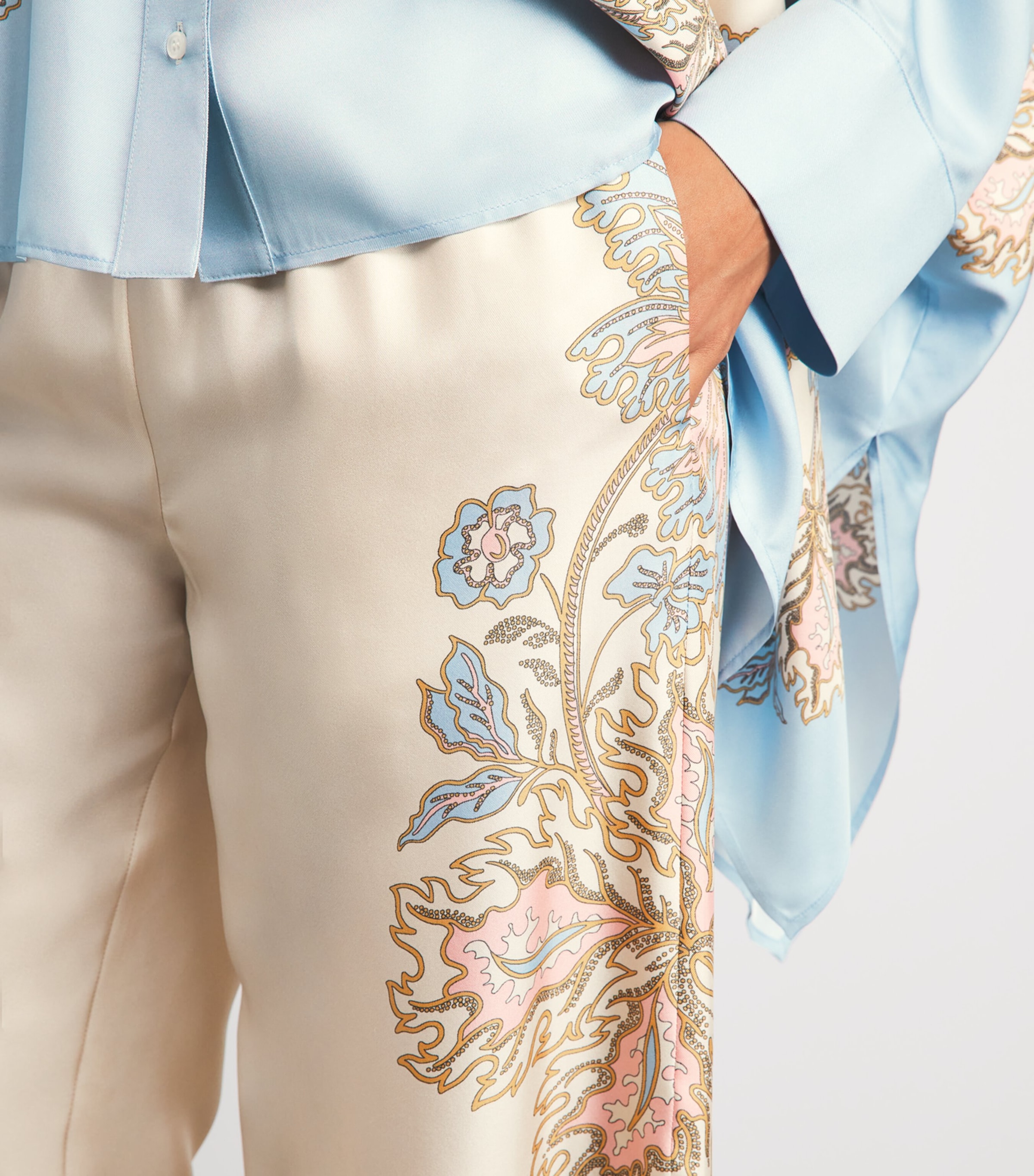 La Doublej Womens Silk Wide-Leg Palazzo Trousers Swathe Placée Image 4