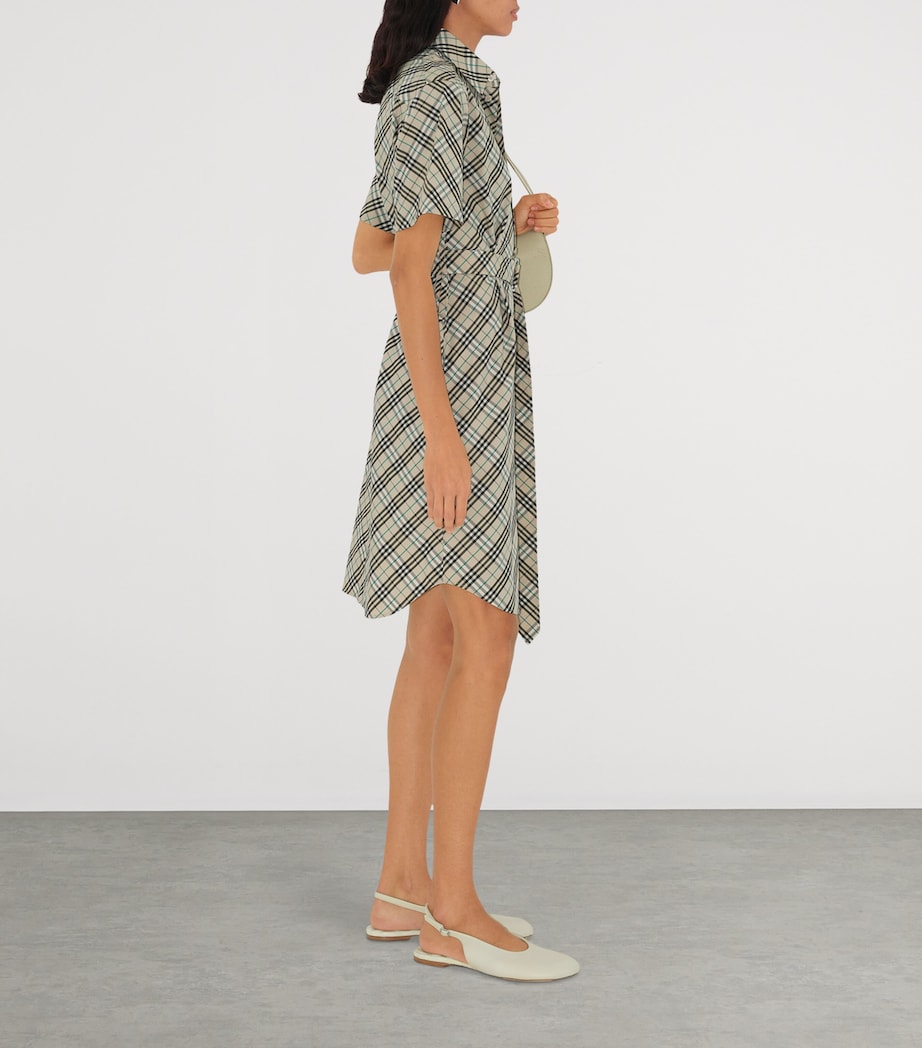 Cotton Check Mini Shirt Dress HUSK IP CHECK Image 3