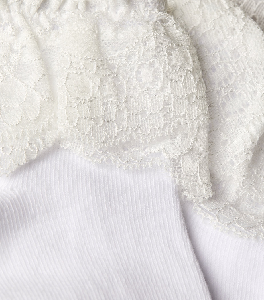 Maje Womens Lace-Trimmed Socks White Image 2