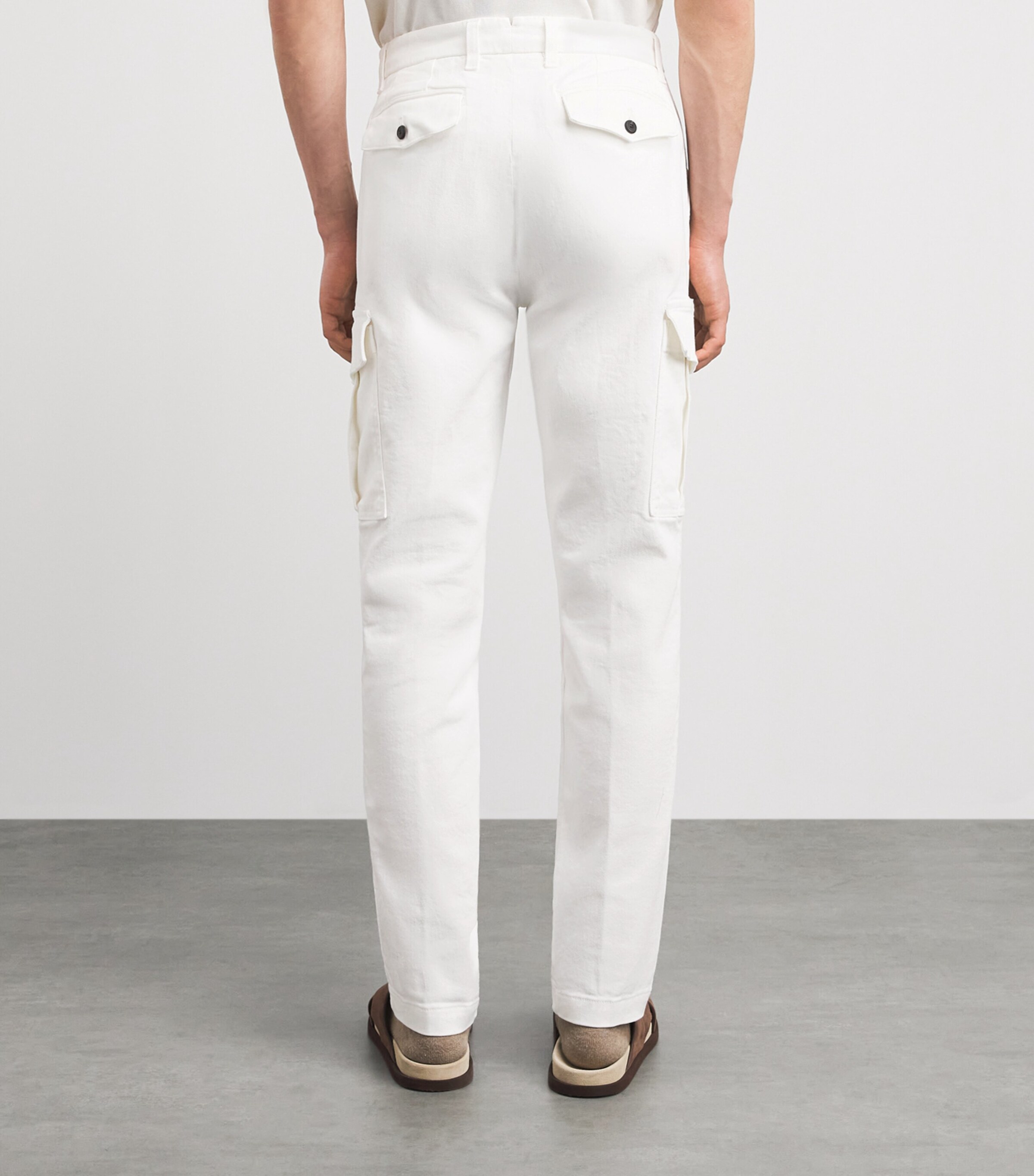Eleventy Mens Stretch-Cotton Cargo Trousers Bianco Image 5