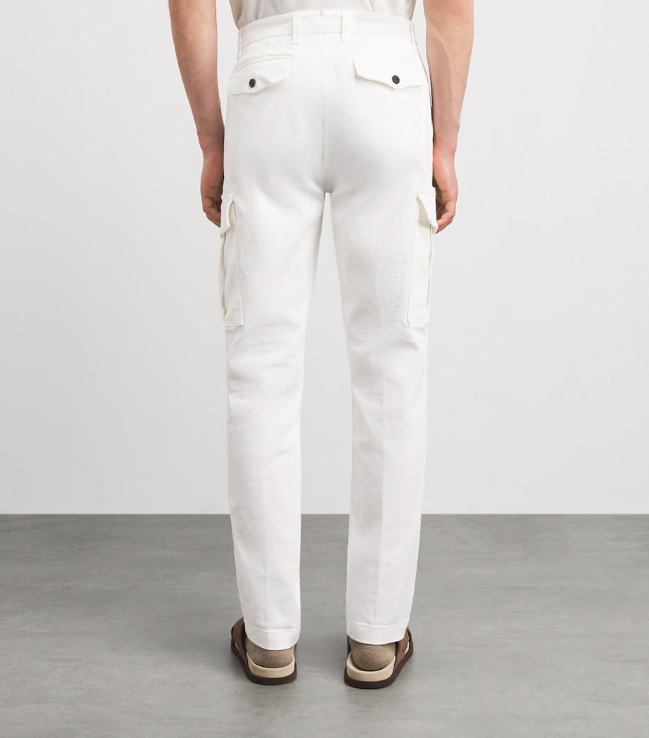 Eleventy Mens Stretch-Cotton Cargo Trousers Bianco Image 5