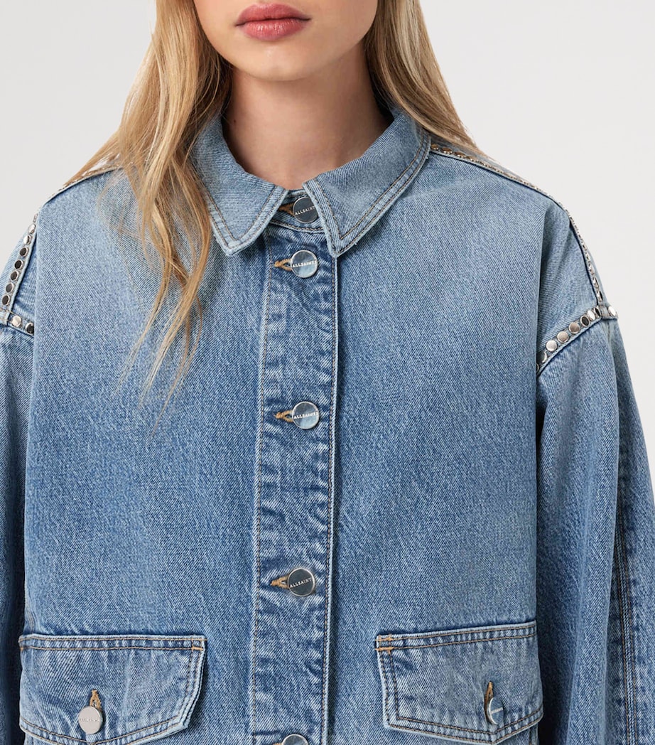 AllSaints Womens Hettie Stud Denim Shacket Vintage Indigo Image 5