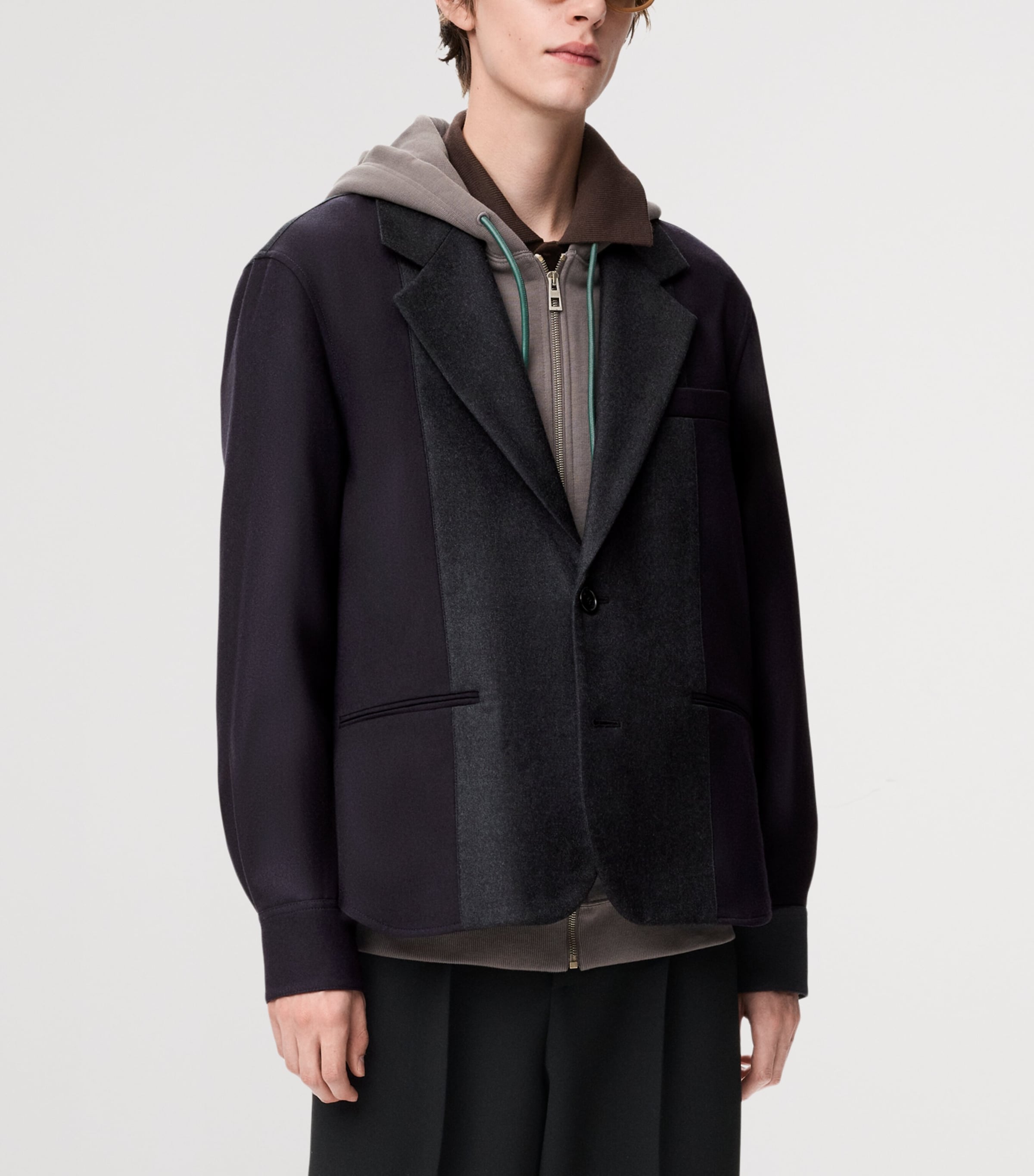 Wool-Blend Hybrid Blazer NAVY/GREY Image 3