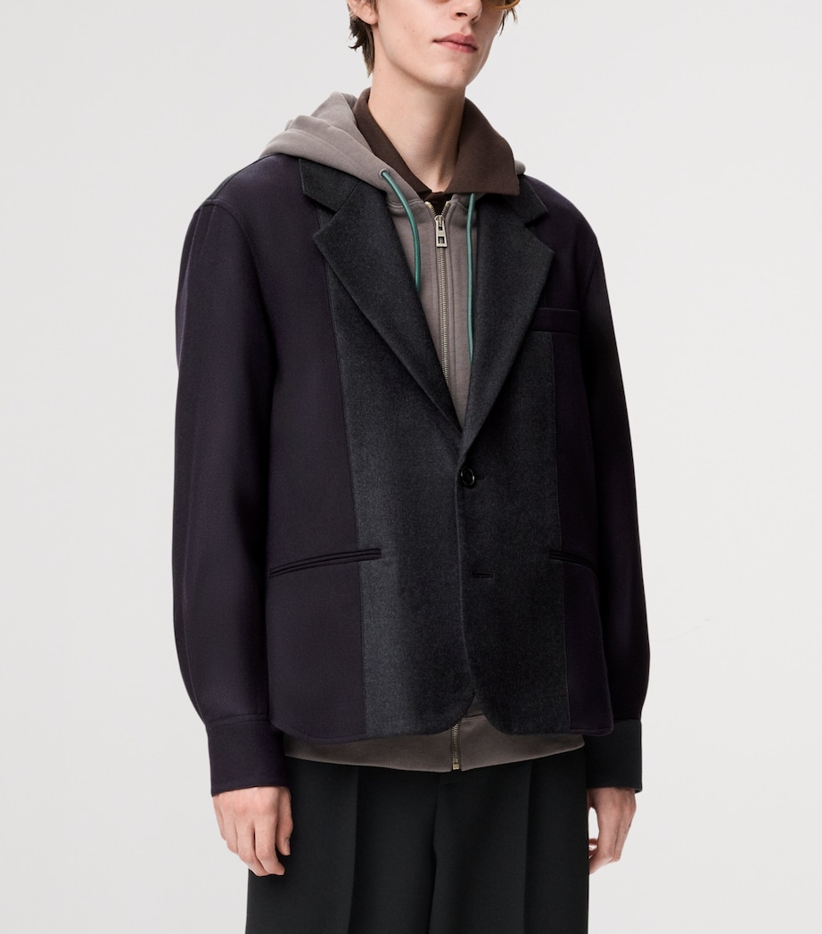 Wool-Blend Hybrid Blazer NAVY/GREY Image 3