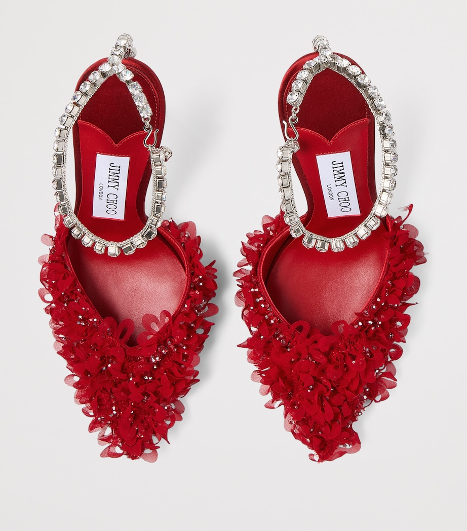 Saeda 100 Floral Embellished Pumps RUBY RED/CRYSTAL Image 3