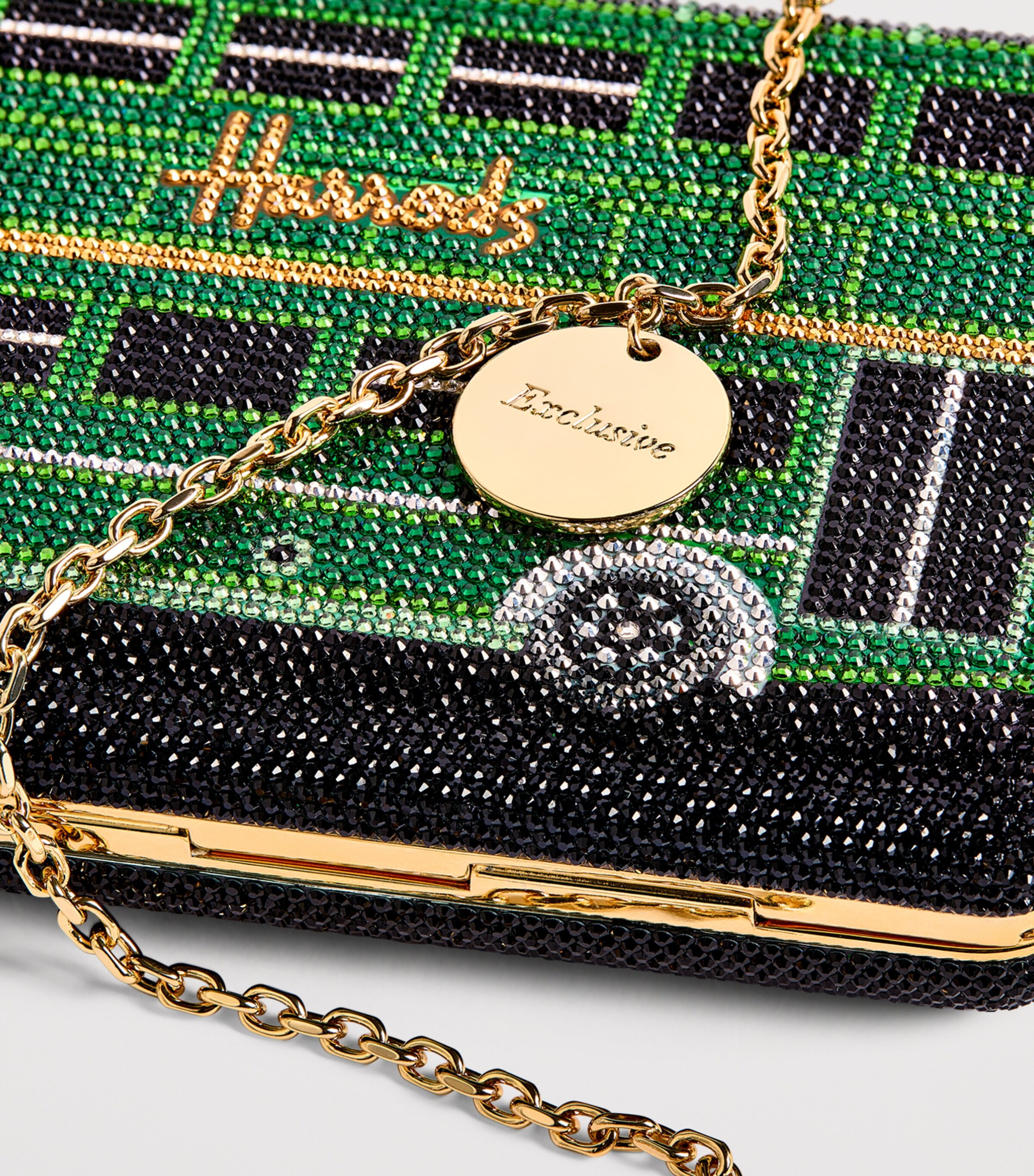 x Harrods EXCLUSIVE Slim Slide Clutch Bag CHAMPAGNE LEAF MULTI Image 7