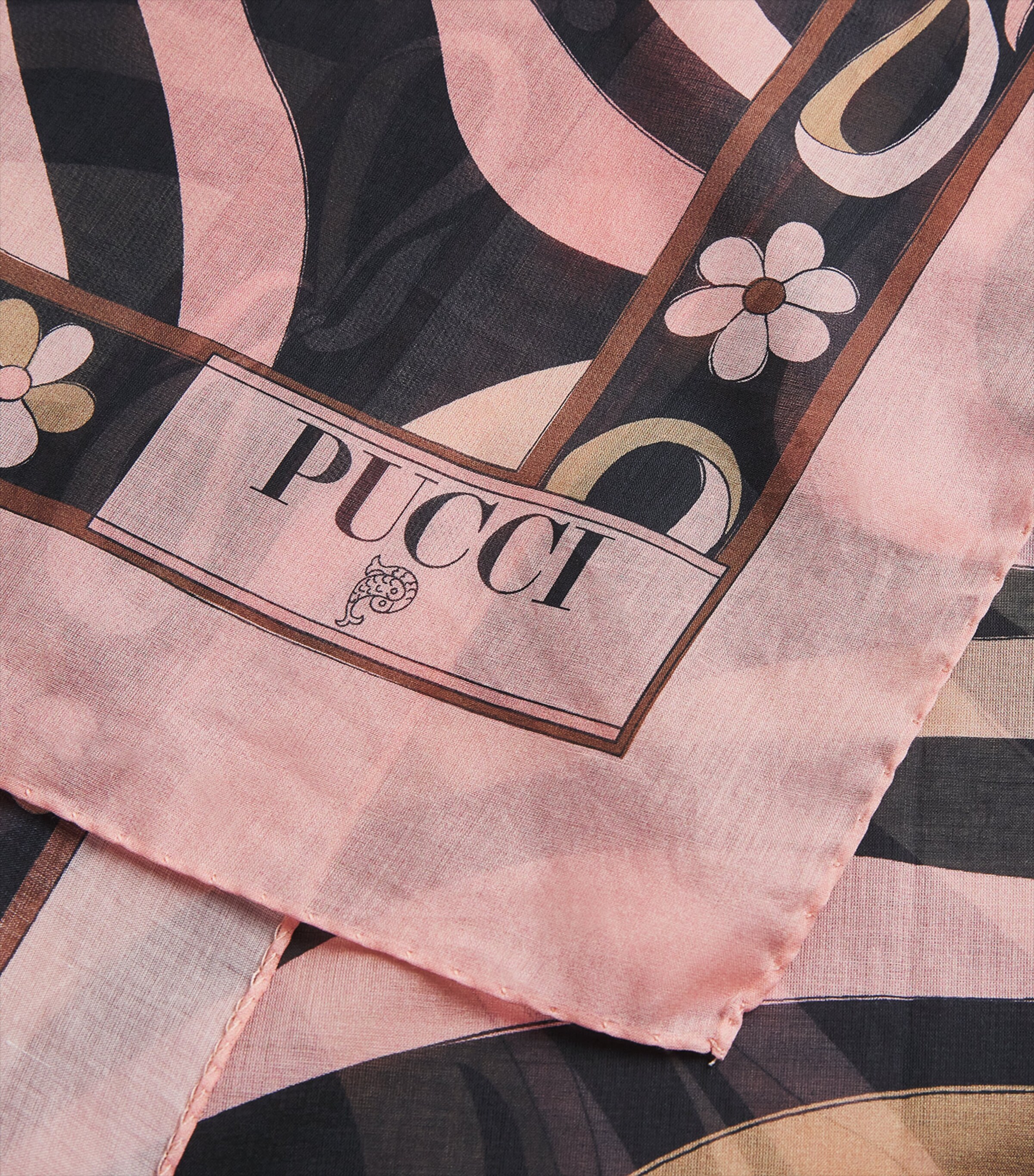 Cotton Marmo Print Sarong P22 NERO/NUDE Image 5