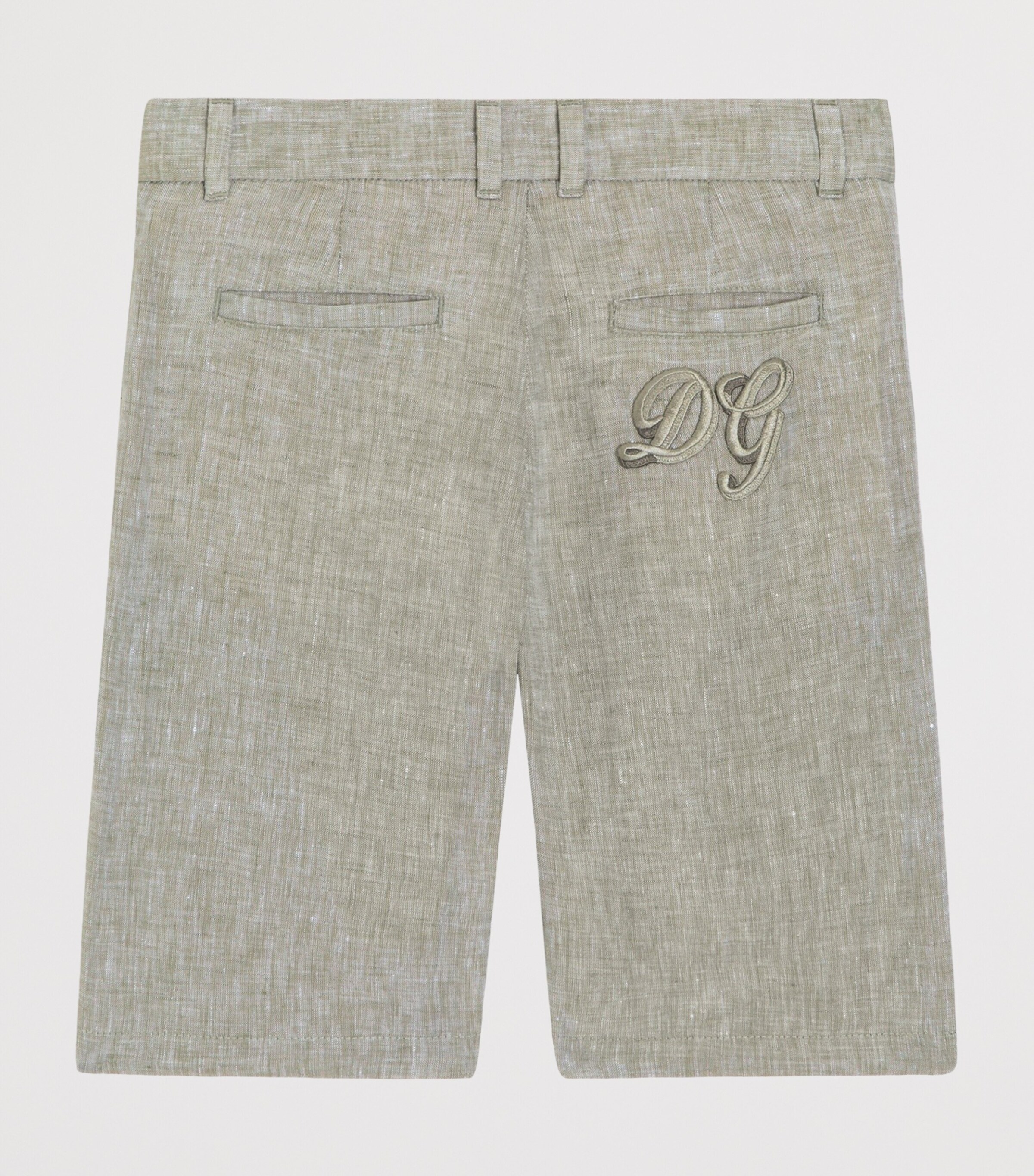 Dolce&Gabbana Kids Linen Bermuda Shorts (8-12+ Years) Grey Green Image 2