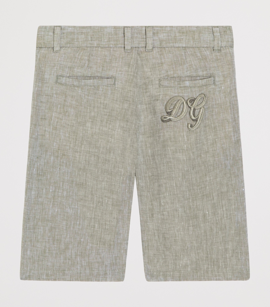Dolce&Gabbana Kids Linen Bermuda Shorts (8-12+ Years) Grey Green Image 2
