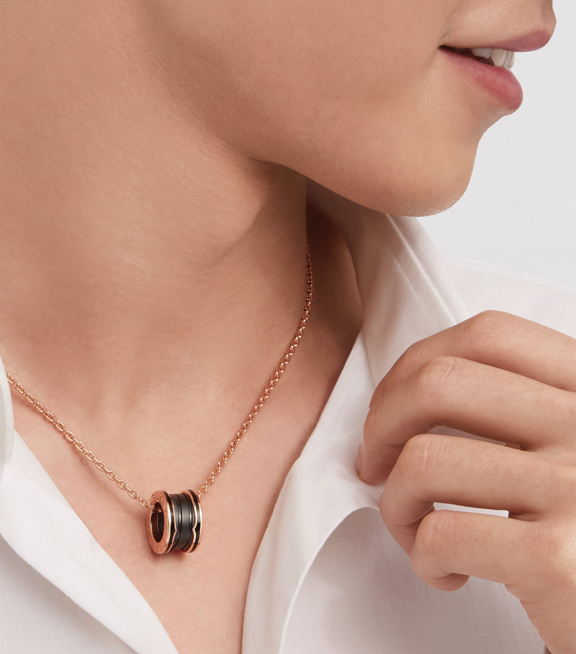 Rose Gold And Ceramic B.zero1 Necklace PINK GOLD Image 4
