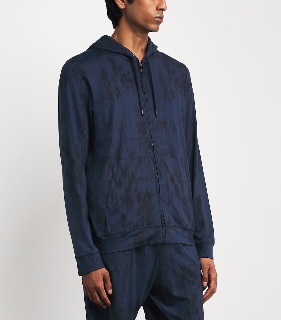 Derek Rose Mens Micro Modal Zip-Up Hoodie Nav Image 4