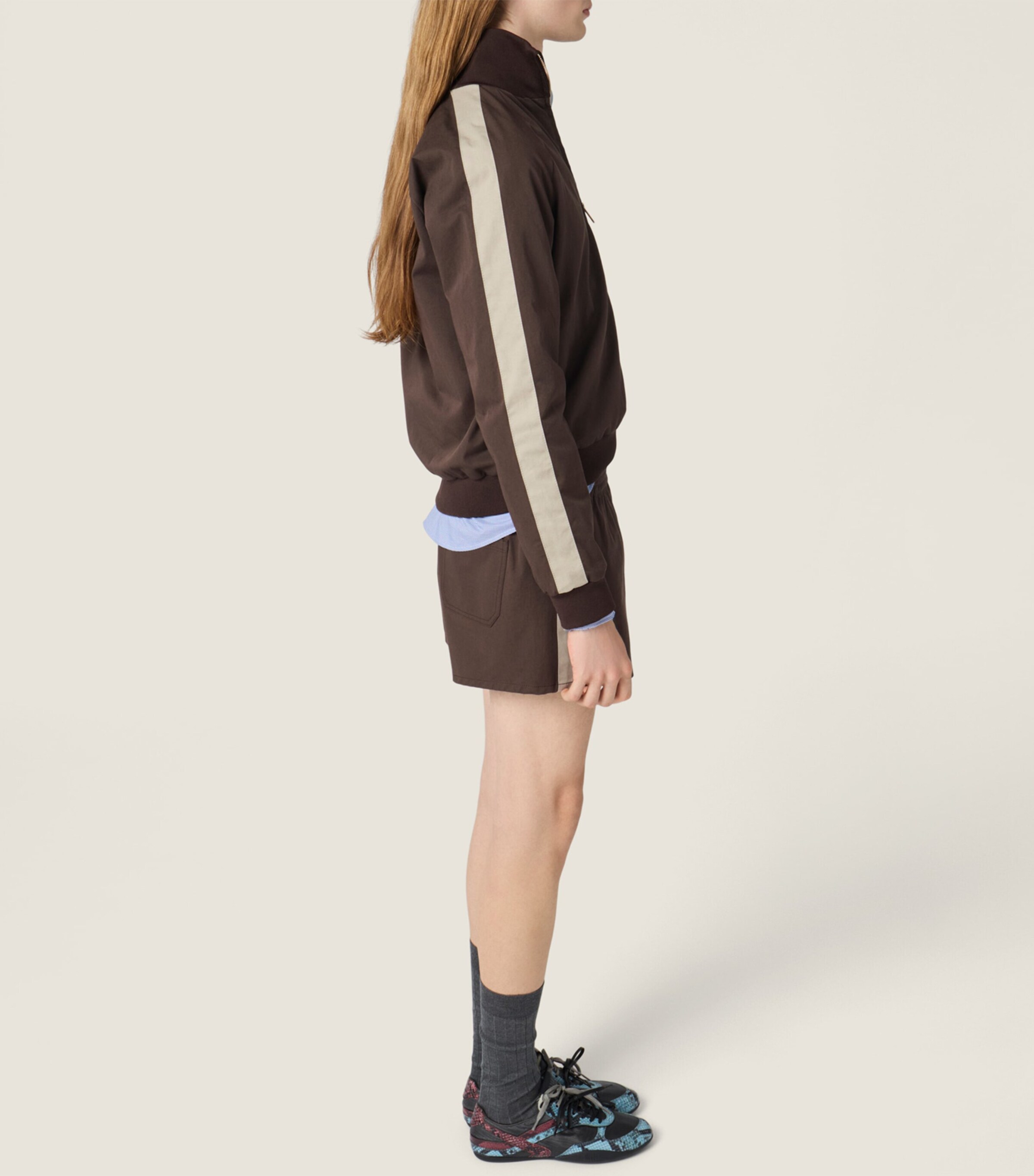 Miu Miu Womens Cotton Twill Blouson Jacket Brown Image 6