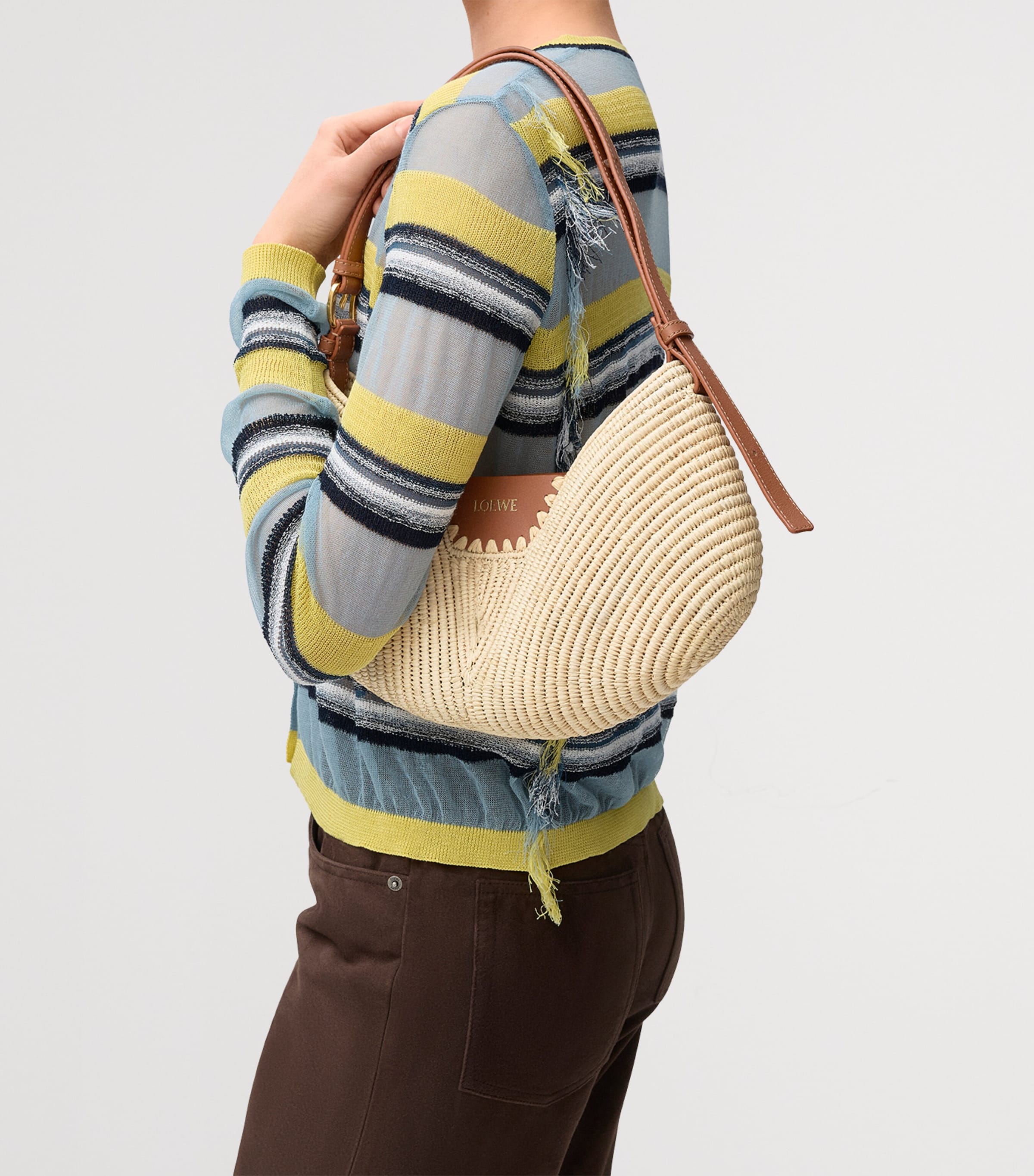 LOEWE x Paula's Ibiza Medium Raffia Swing Shoulder Bag Natural/tan Image 9