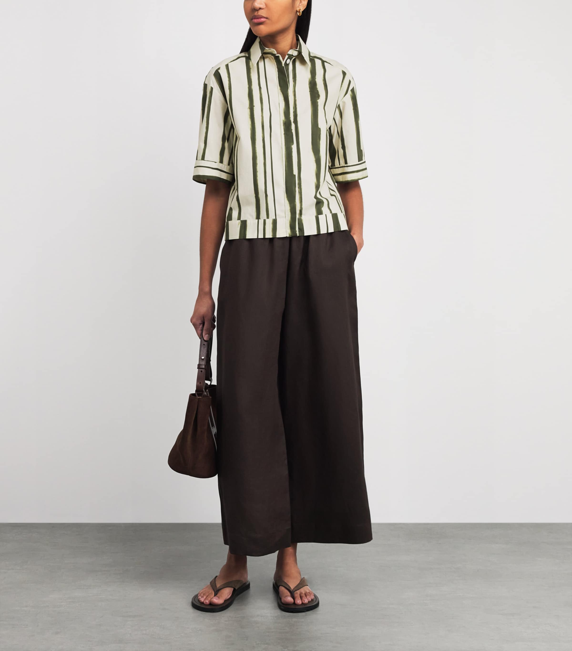 Cotton Printed Shirt 003 MOSS GREEN Image 2