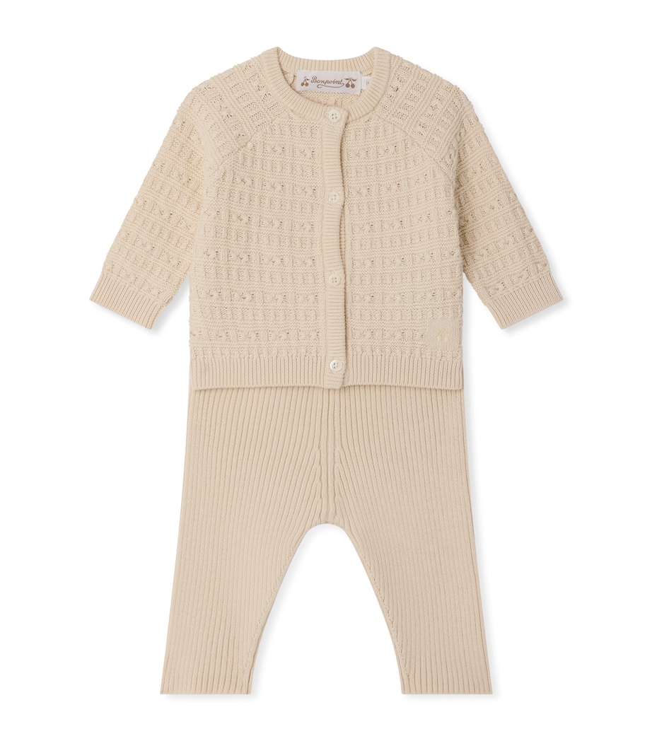 Cotton Cardigan and Trousers Set (1-18 Months) ECRU Image 1