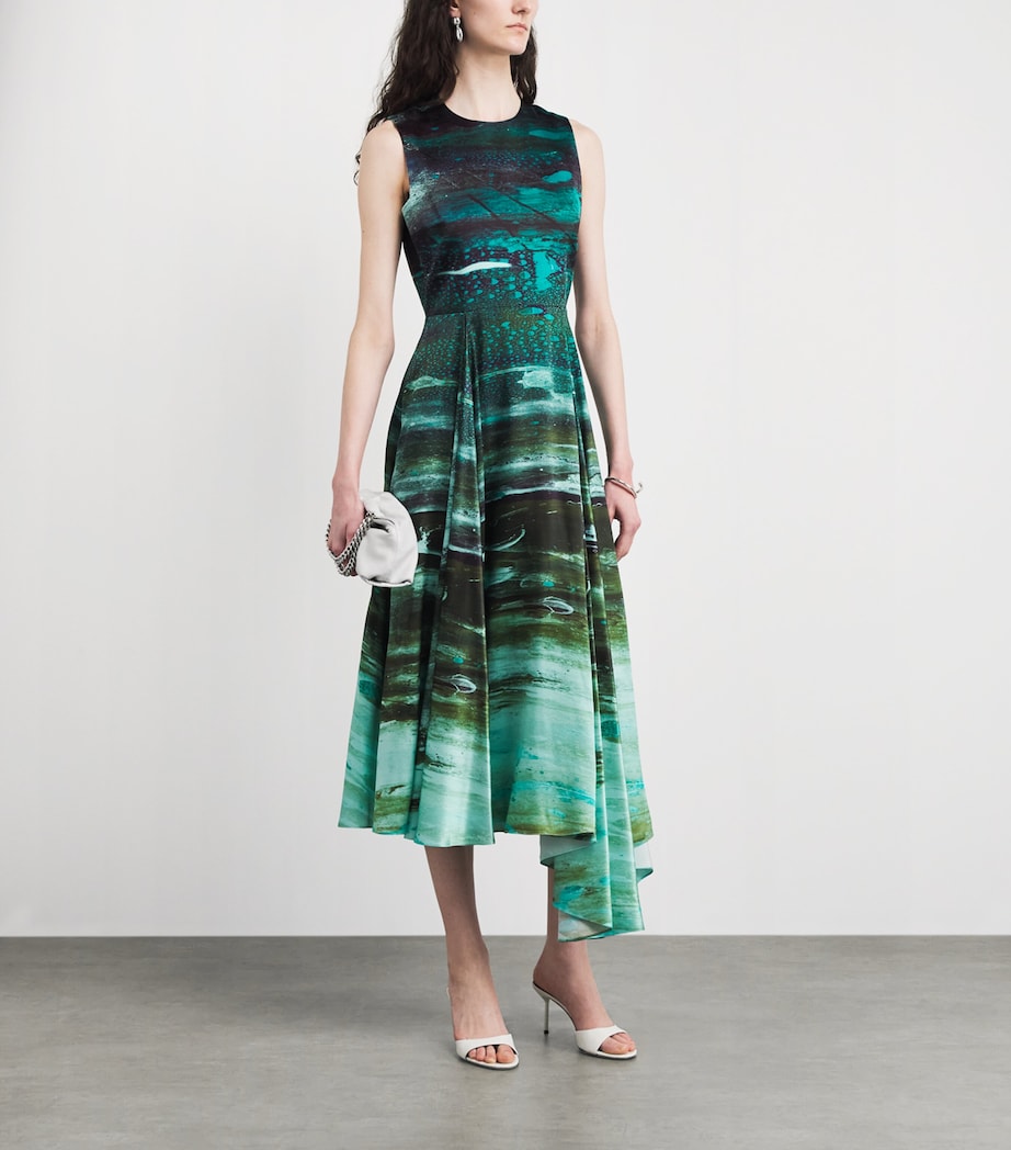Roksanda Womens Silk Asymmetric Tera Midi Dress Brush Teal/mint Image 2