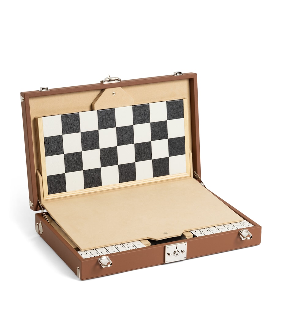 Leather-Maple Wood Chess Set COGNAC & WHEAT Image 2