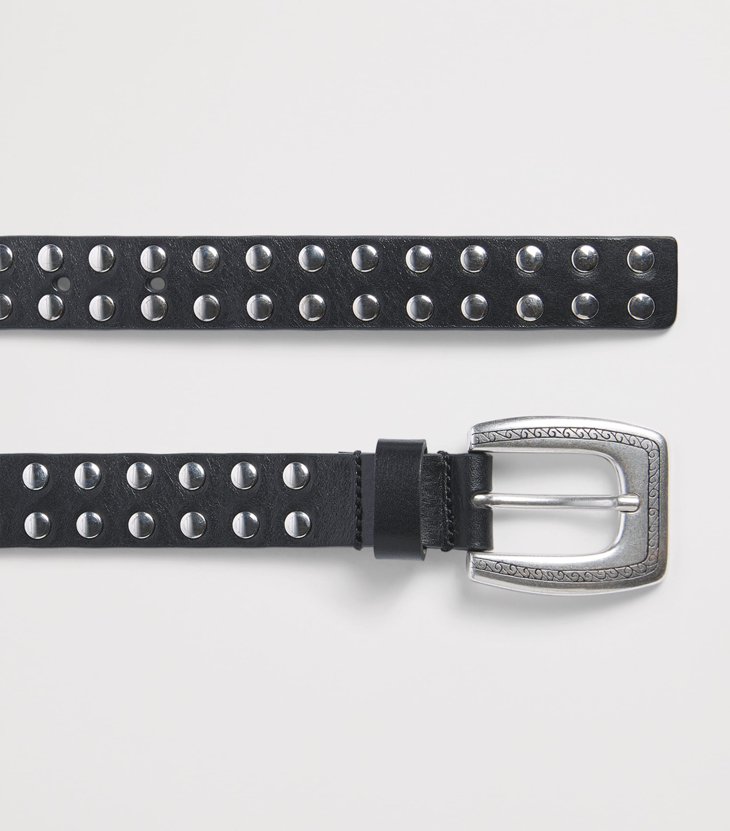 Molebo Leather Studded Western Belt Black Leather Image 3