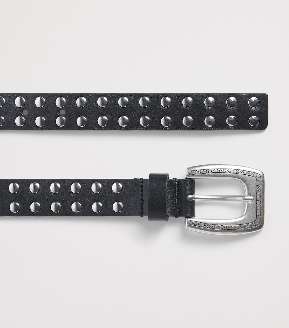 Molebo Leather Studded Western Belt Black Leather Image 3