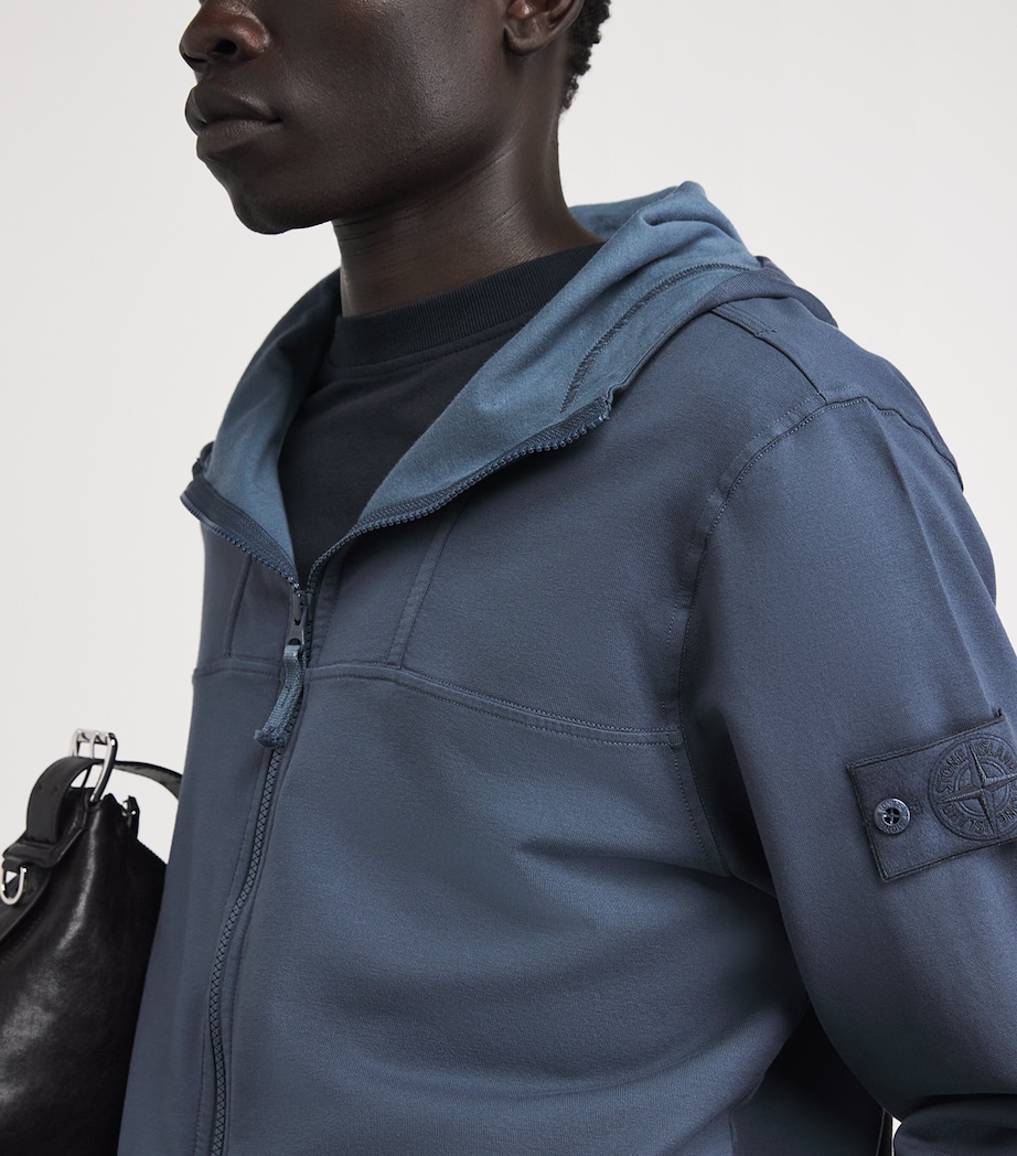 Stone Island Mens Cotton-Blend Ghost Zip-Up Hoodie Image 3