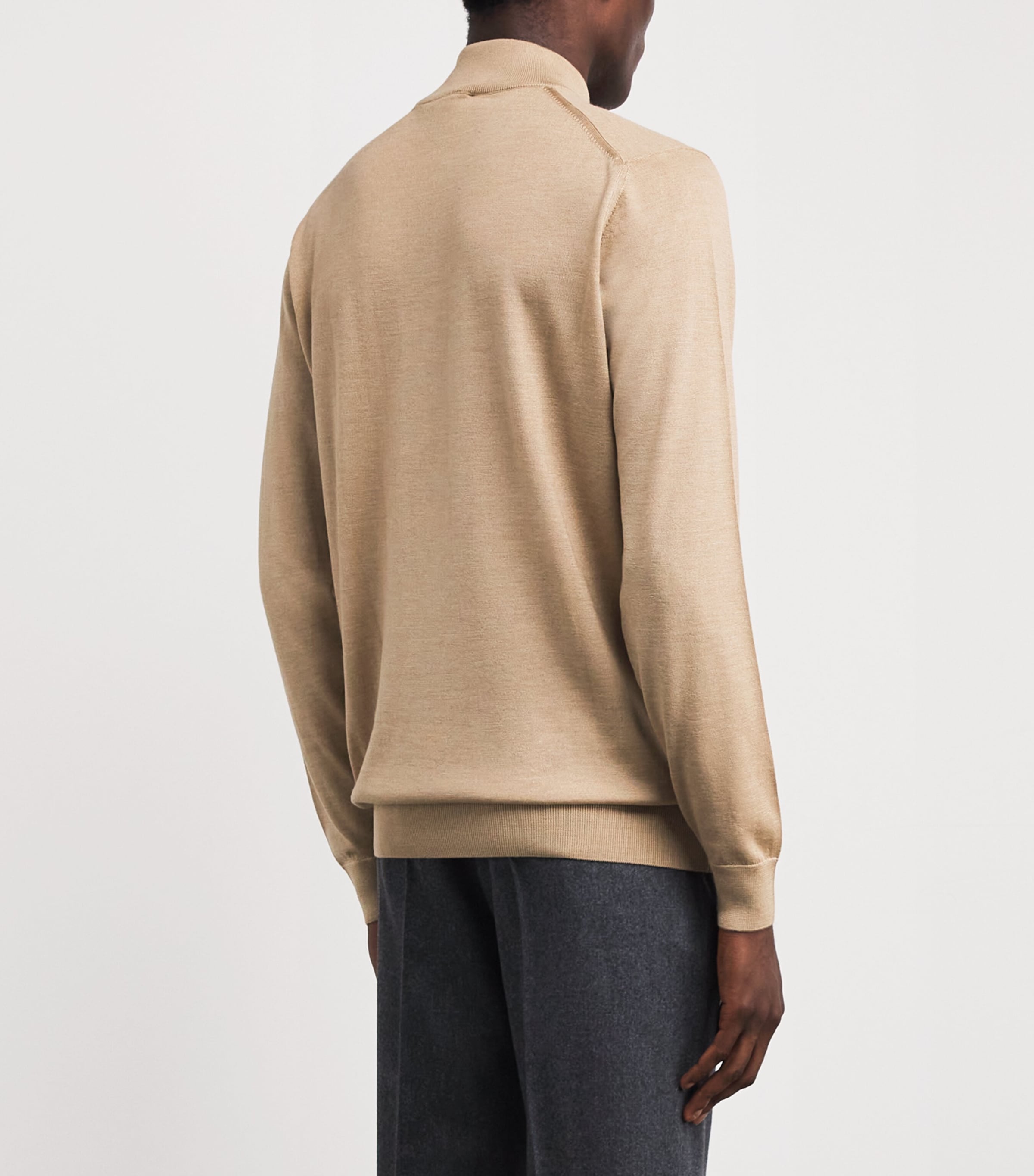Pal Zileri Brown Wool-Silk Quarter-Zip Sweater | Harrods US