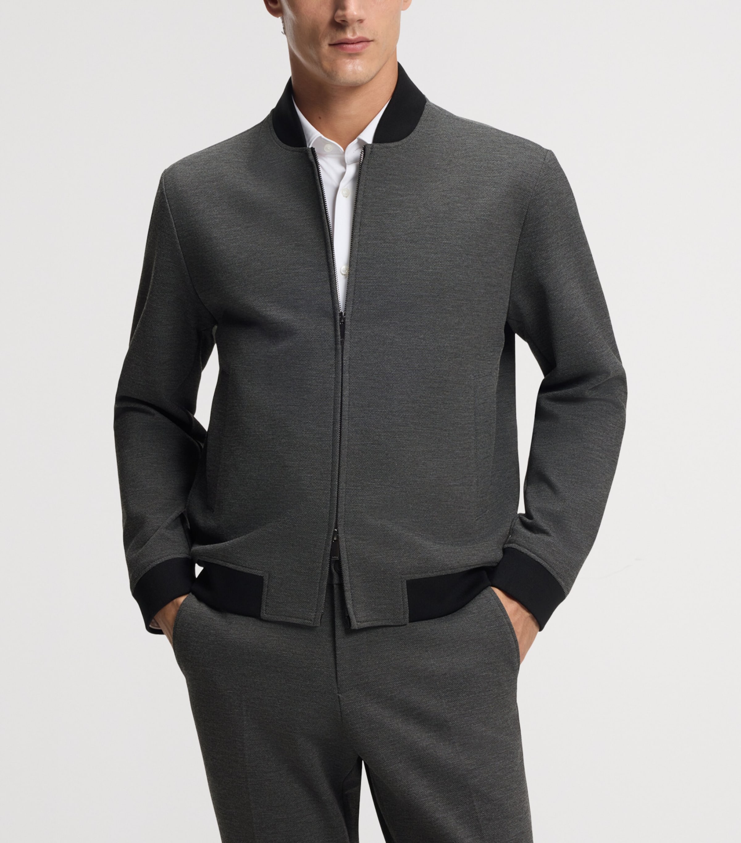 BOSS Mens Piqué Slim Fit Jacket Image 2