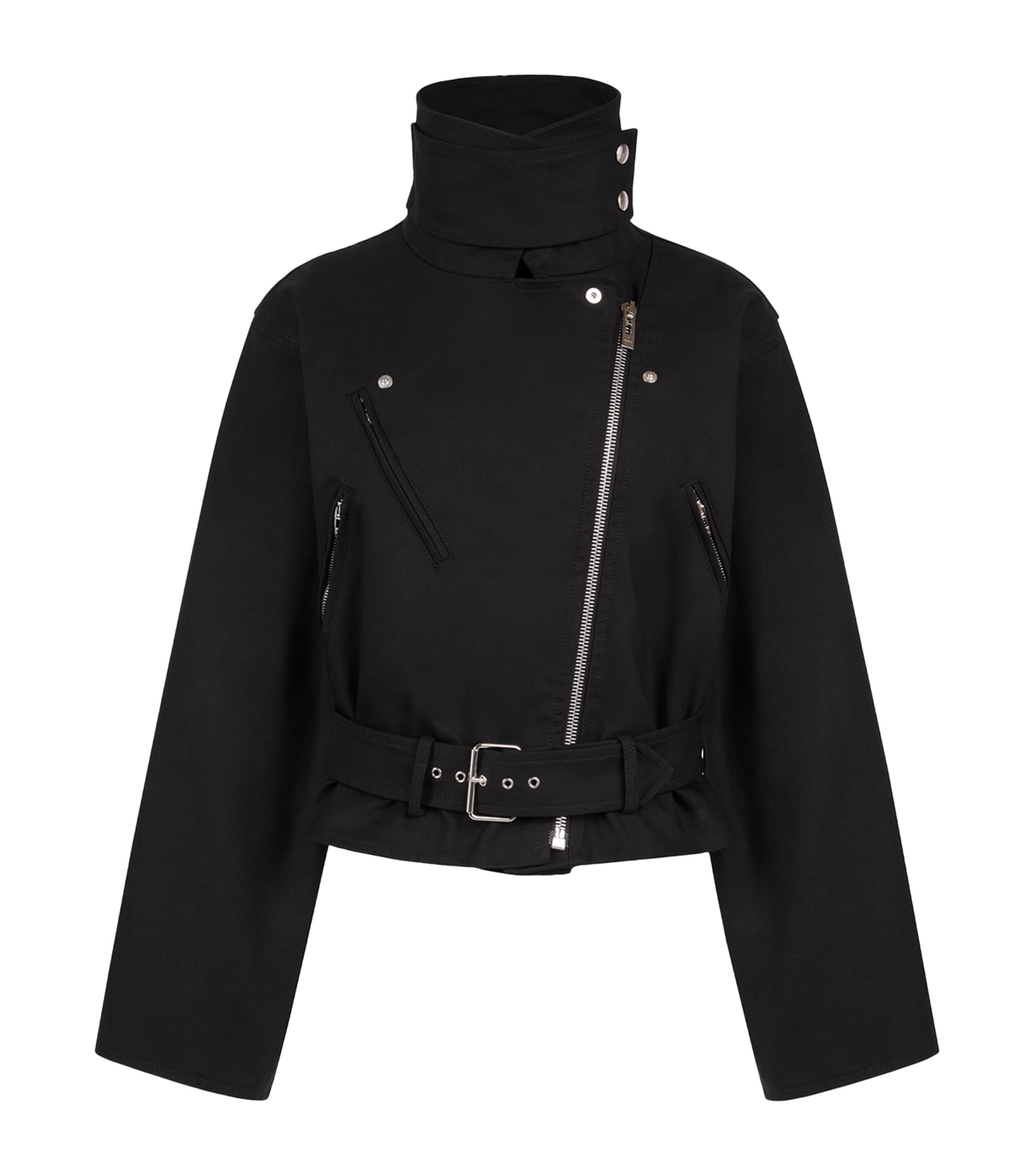 Alaïa Womens Layered Biker Jacket Noir Image 2