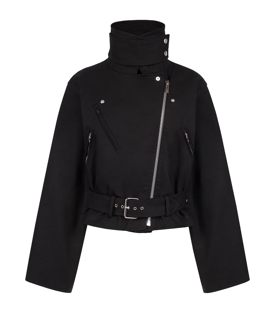 Alaïa Womens Layered Biker Jacket Noir Image 2