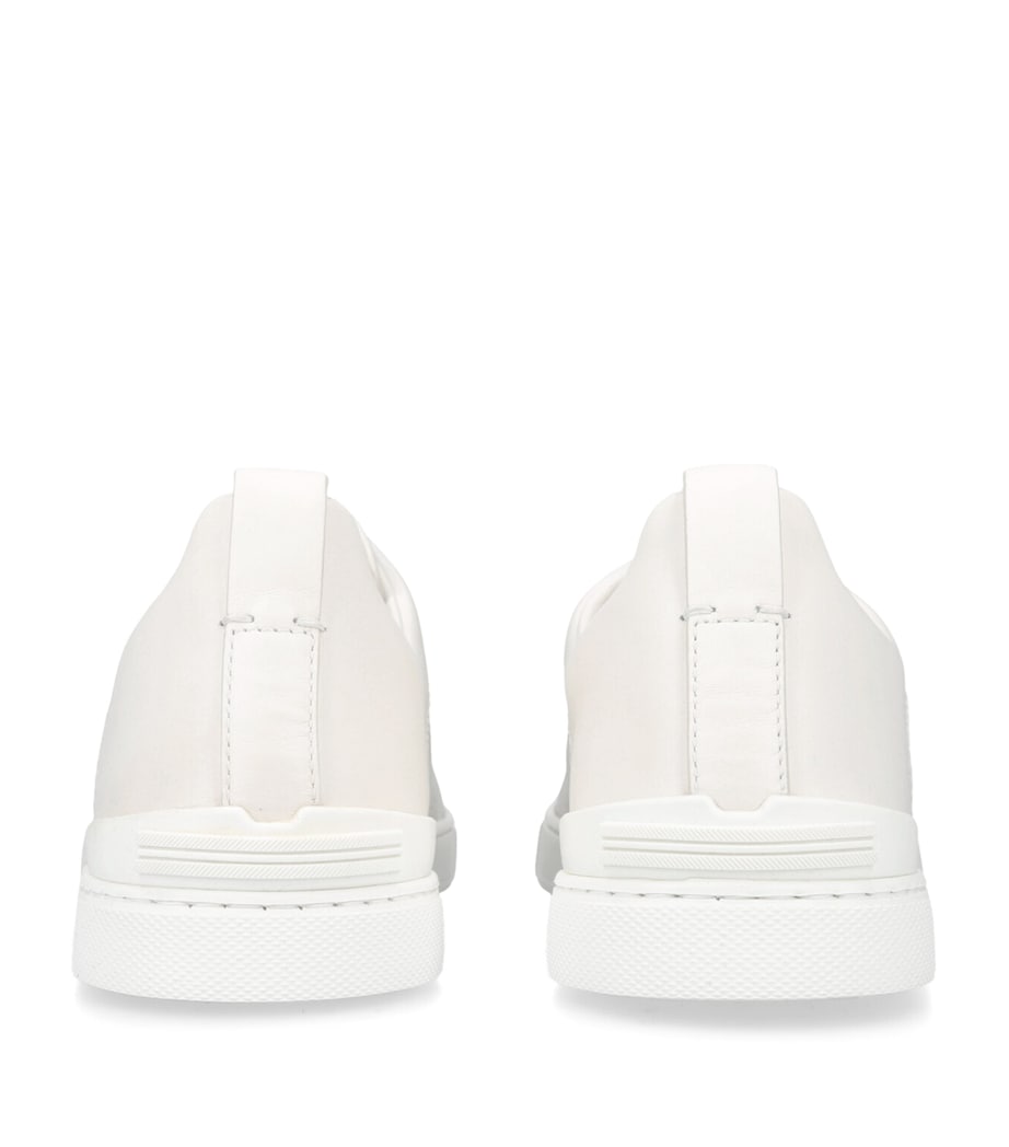 Crocodile Leather Triple Stitch Sneakers WHITE Image 2