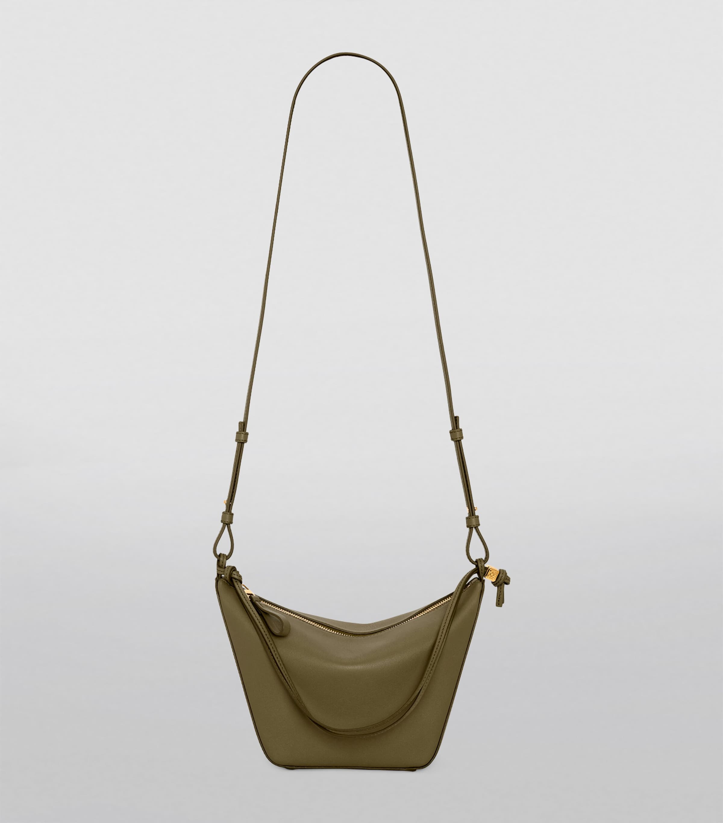 Mini Leather Hammock Hobo Bag DARK KHAKI GREEN Image 8