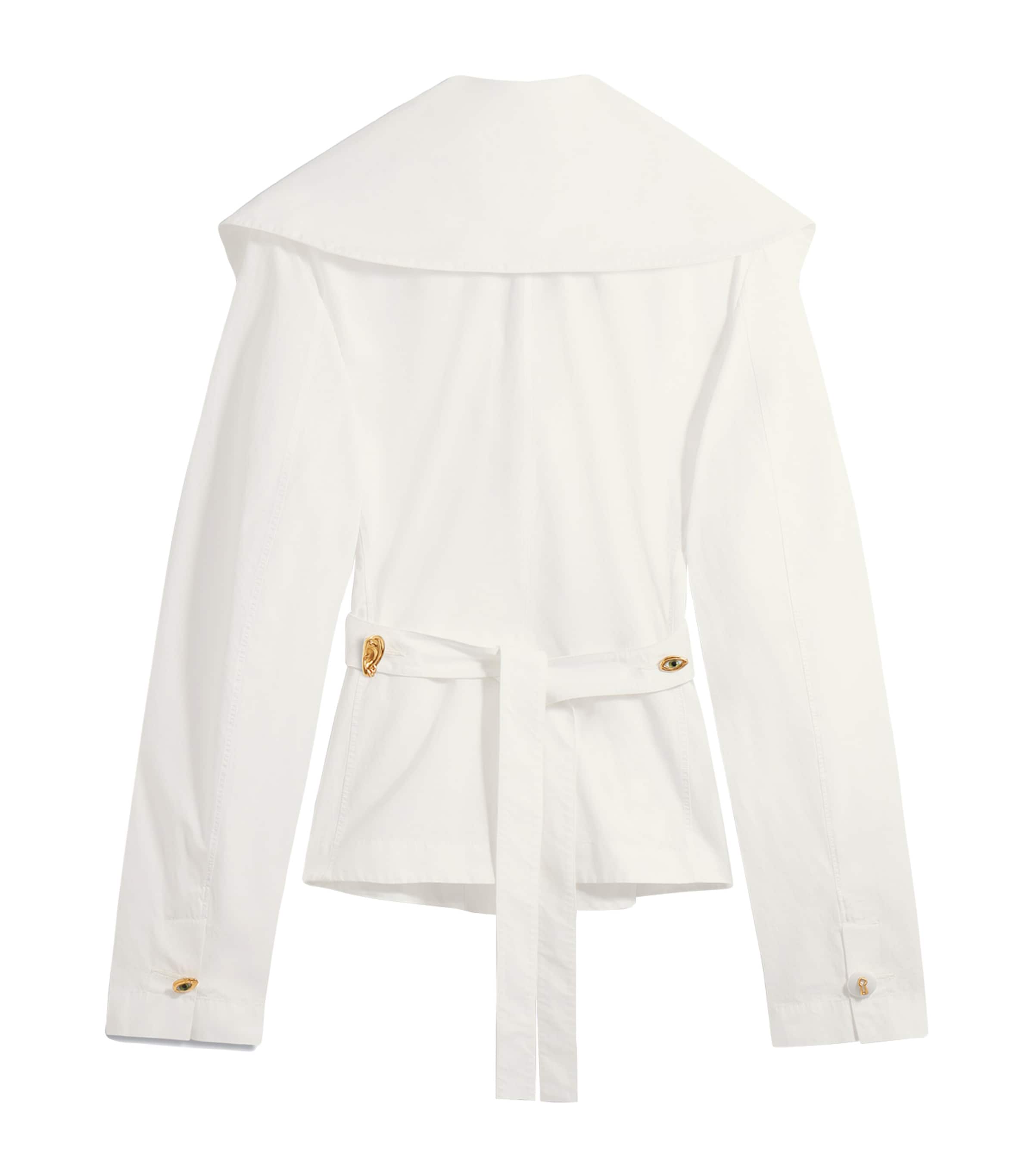 Cotton Crossover Collar Blouse 100 WHITE Image 5