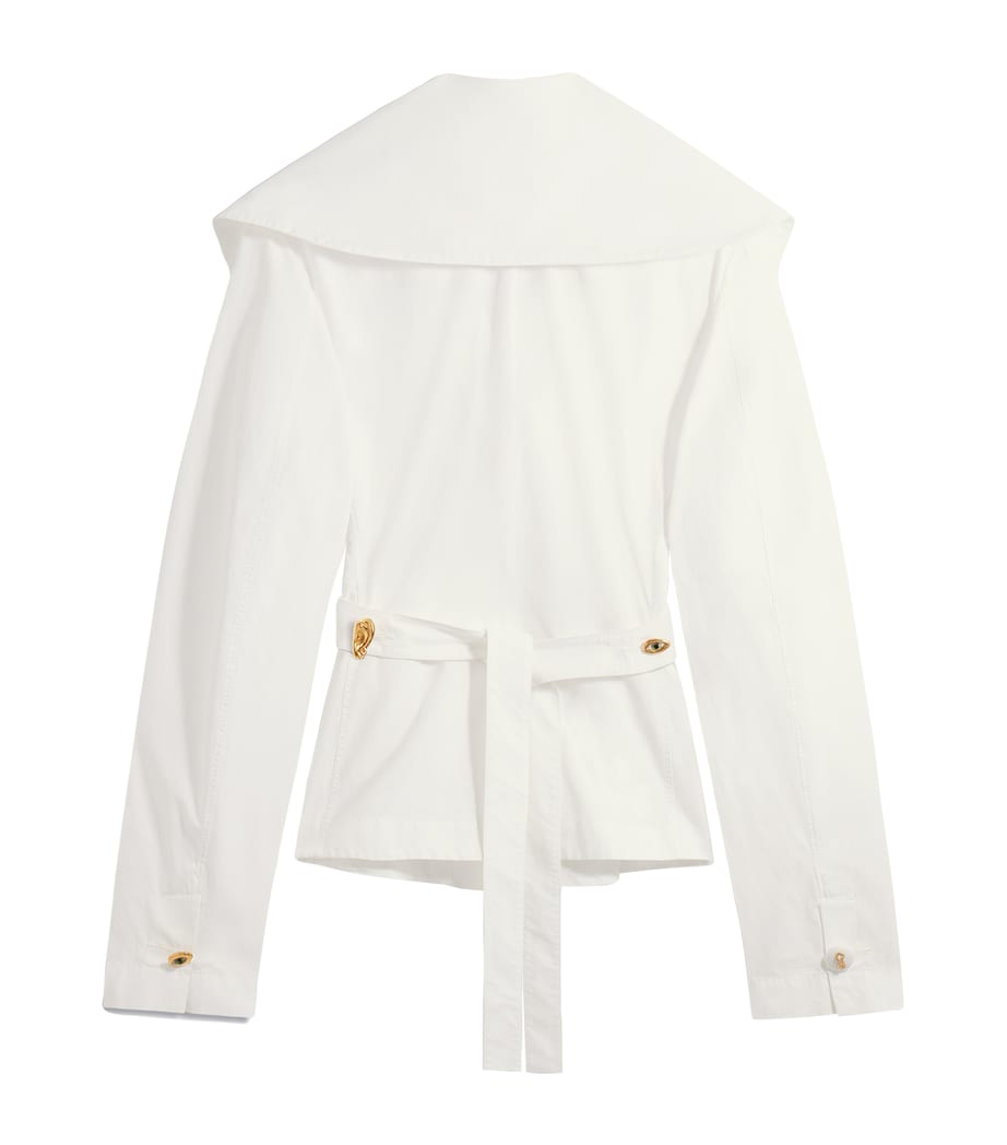 Cotton Crossover Collar Blouse 100 WHITE Image 5