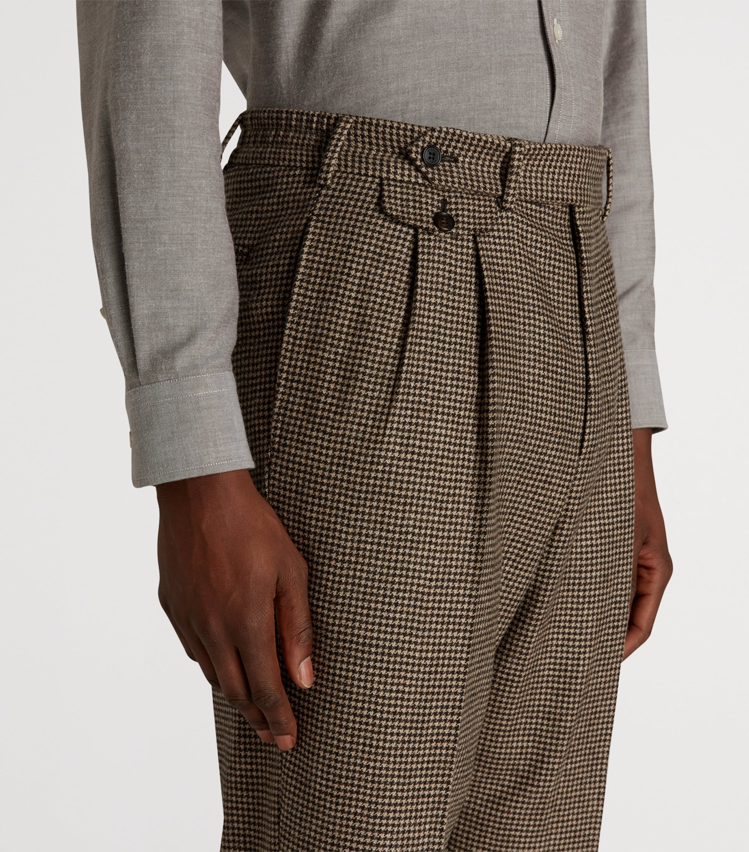Cashmere Houndstooth Trousers 201BROWN Image 5